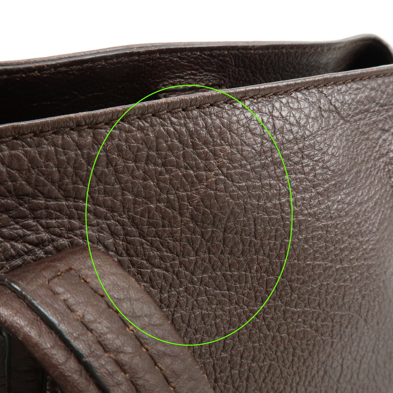 CELINE Macadam Leather Tote Bag Shoulder Bag Dark Brown