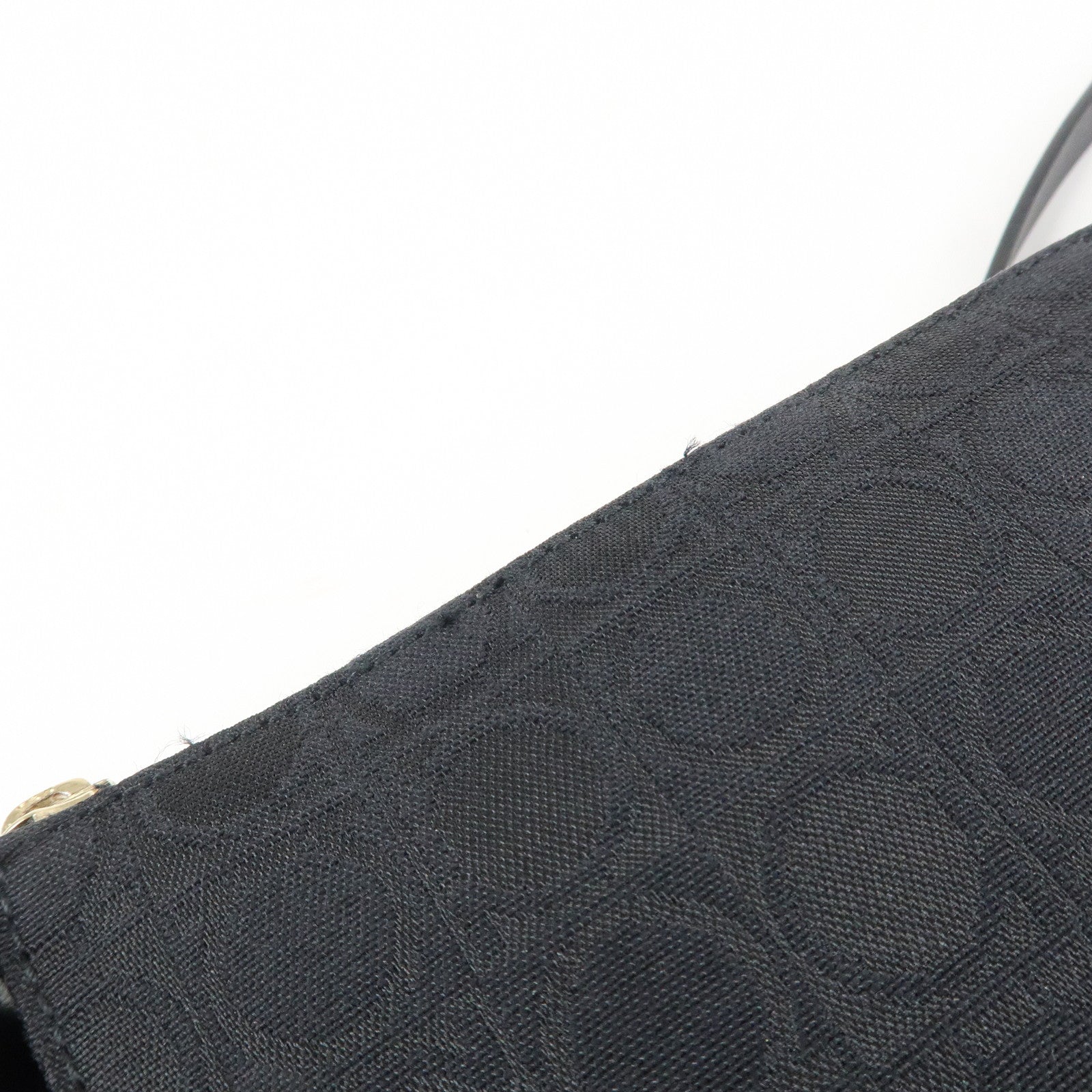 Ferragamo Ganchini Canvas Leather Shoulder Bag Hand Bag Black Used