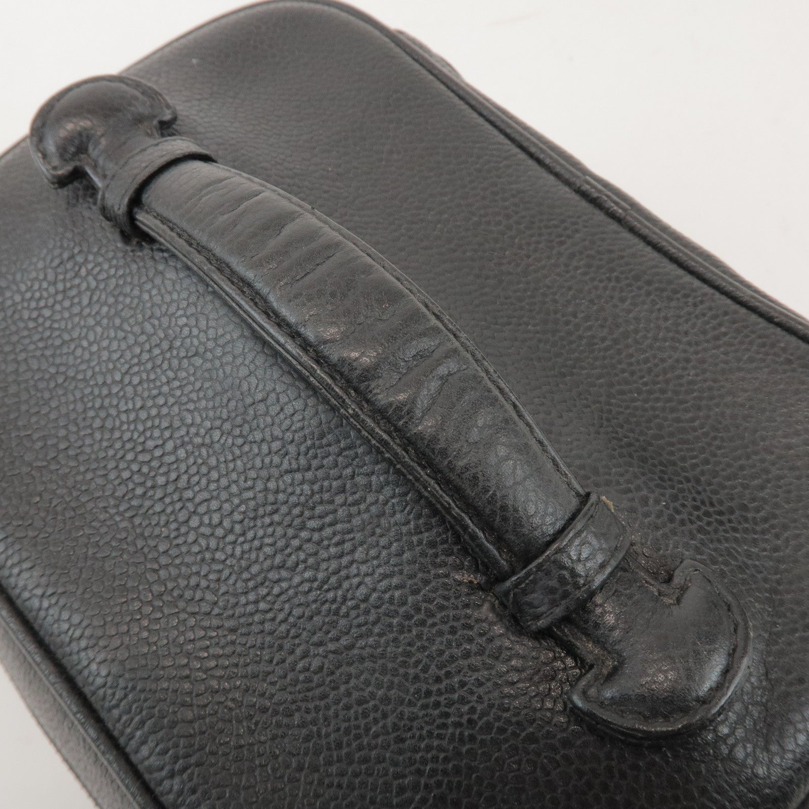 CHANEL COCO Mark Caviar Leather Vanity Bag Hand Bag Black A01997