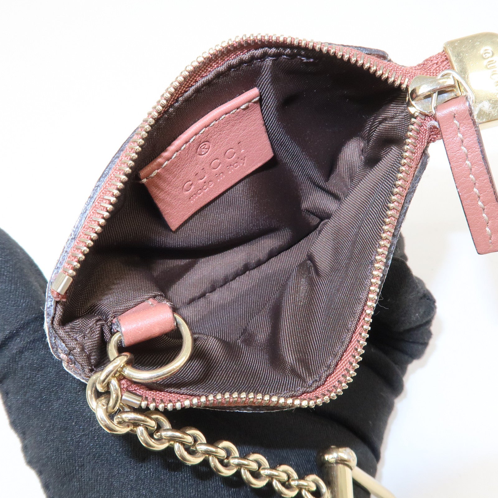 GUCCI GG Supreme PVC Coin Case Key Case Beige 233183