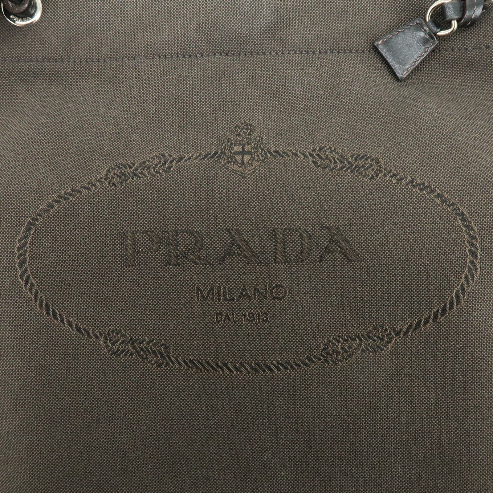 PRADA Logo Jacquard Leather Shoulder Bag Crossbody Bag Dark Brown
