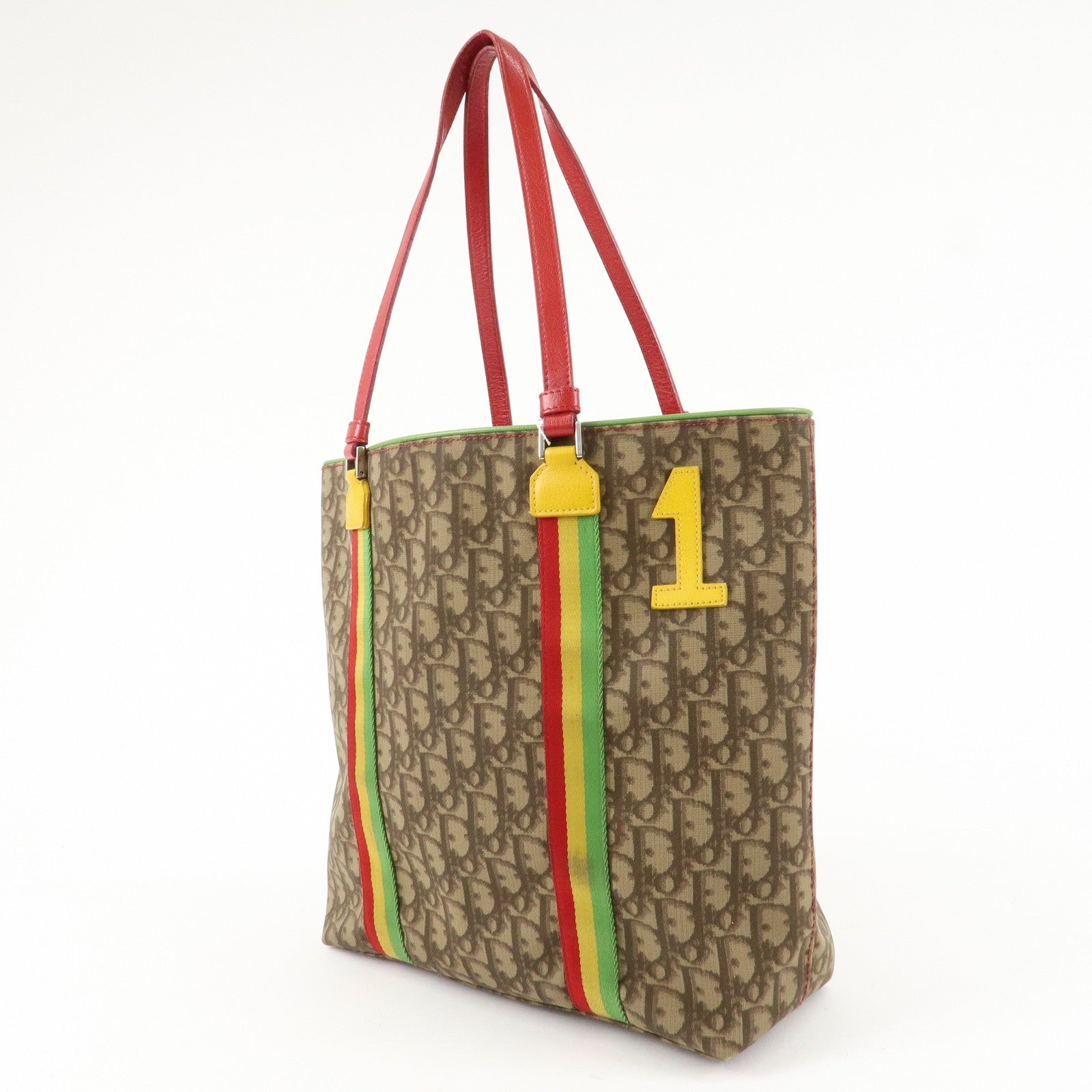 Christian Dior Rasta Line Trotter PVC Leather Tote Bag Hand Bag Brown Used