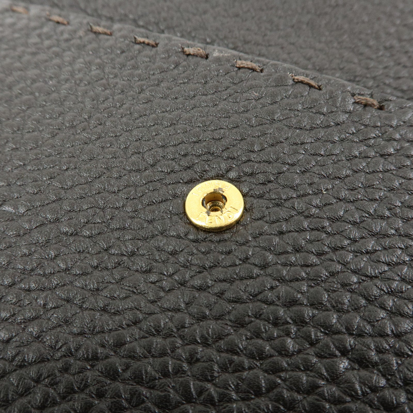 FENDI Selleria Leather Long Flap Wallet Dark Brown 8M0144