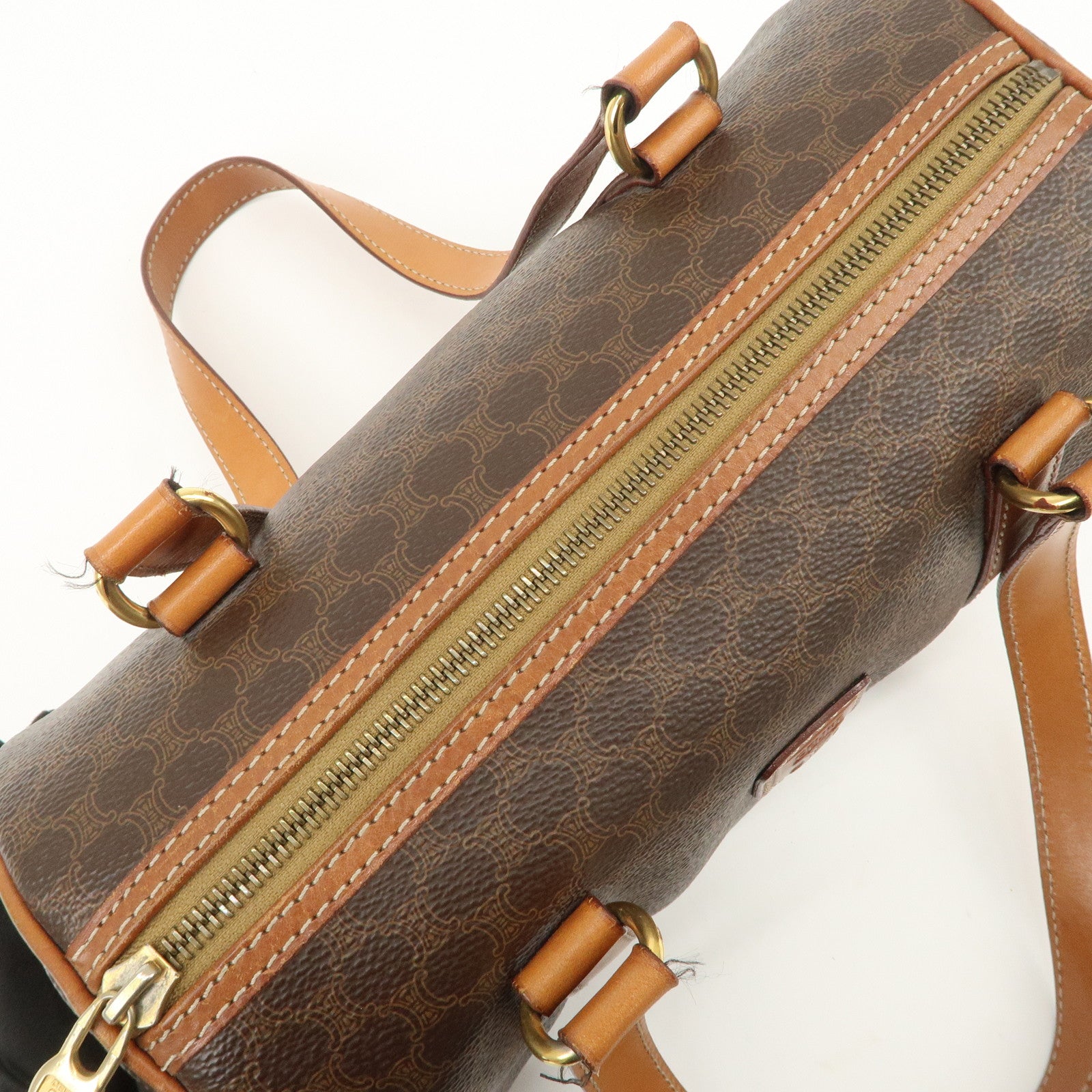 CELINE Macadam PVC Leather Hand Bag Shoulder Bag Brown