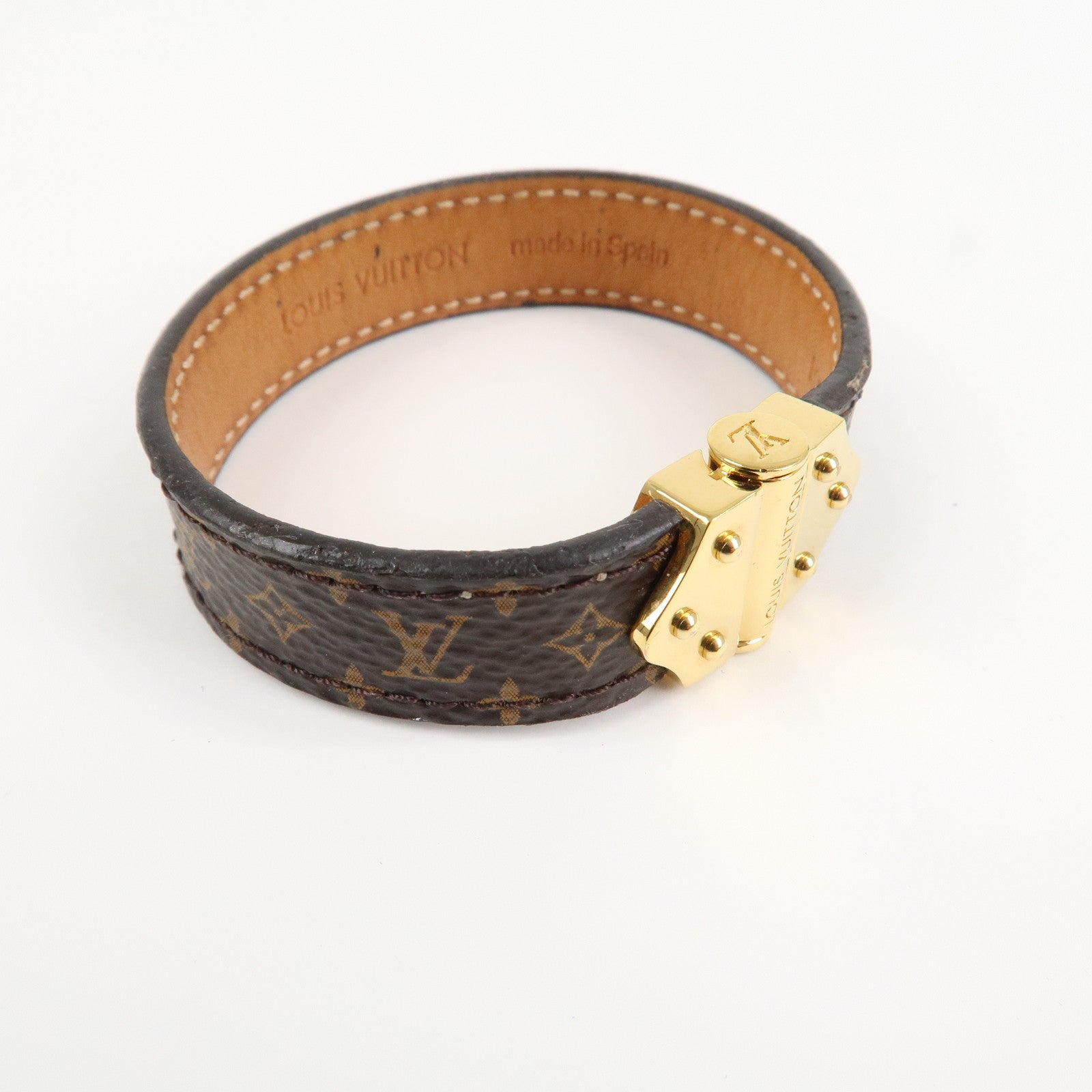 Louis Vuitton Monogram Bracelet Spirit Bangle Gold HDW M6689 Used
