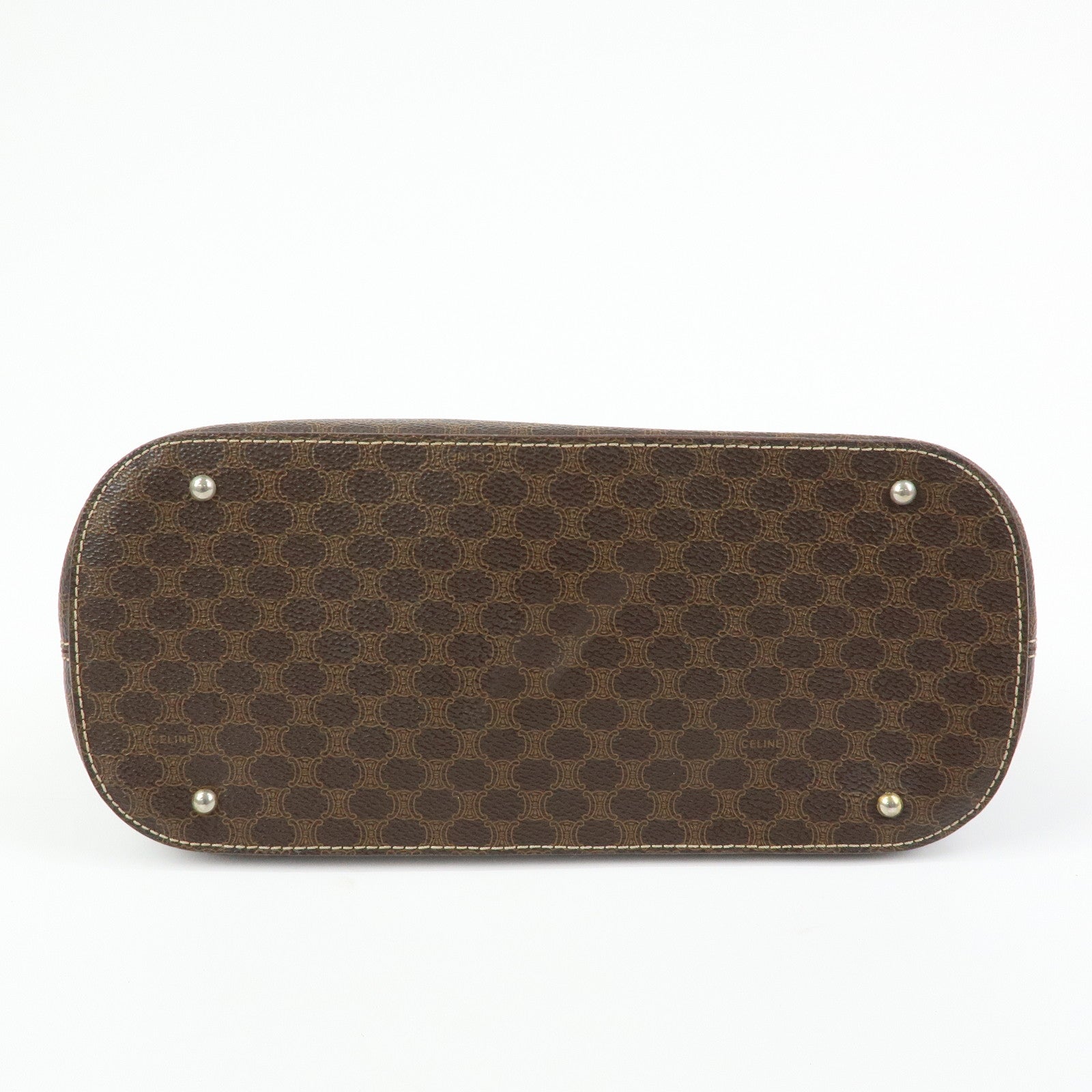 CELINE Macadam PVC Leather Hand Bag Brown