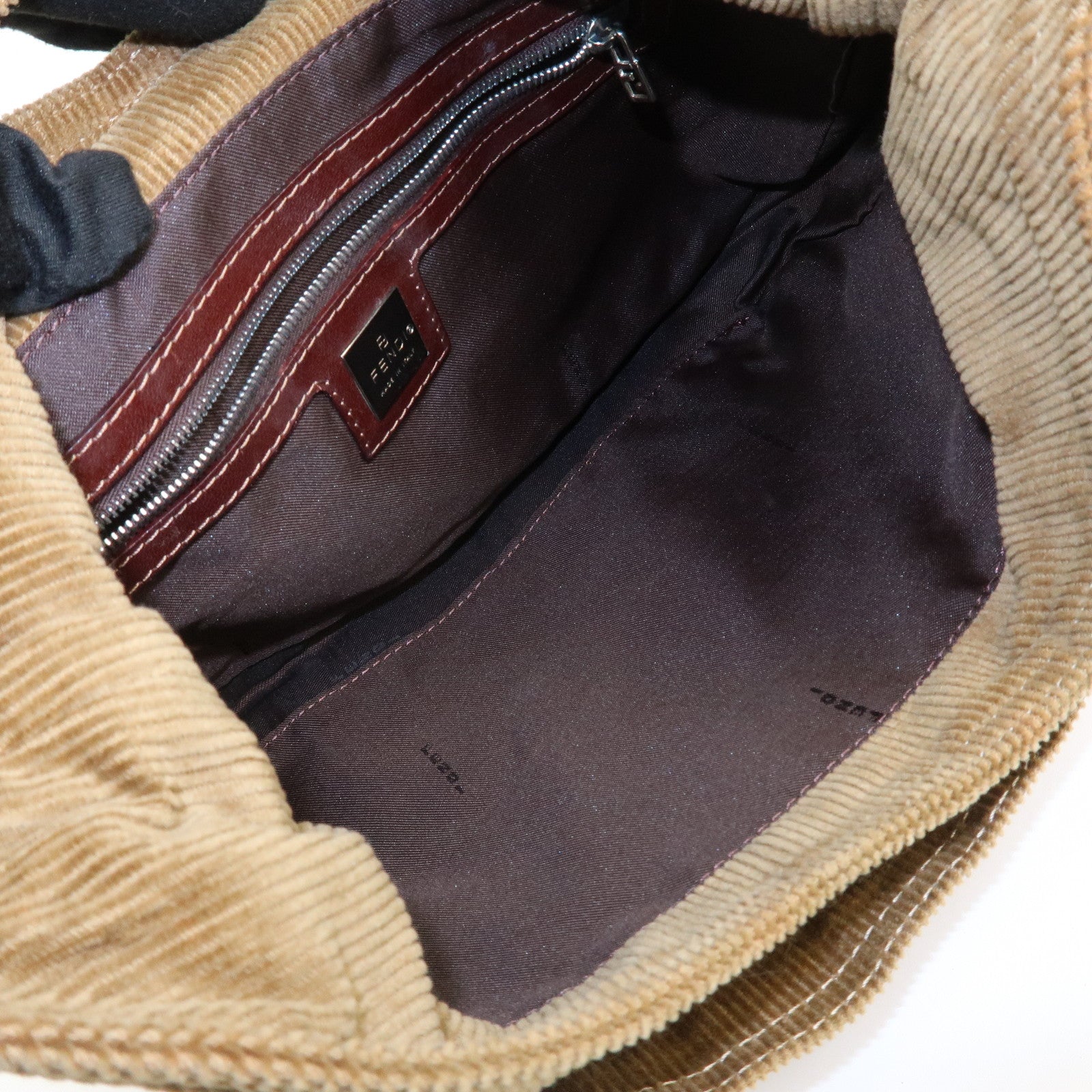 FENDI Mamma Baguette Corduroy Shoulder Bag Brown 26569 Used