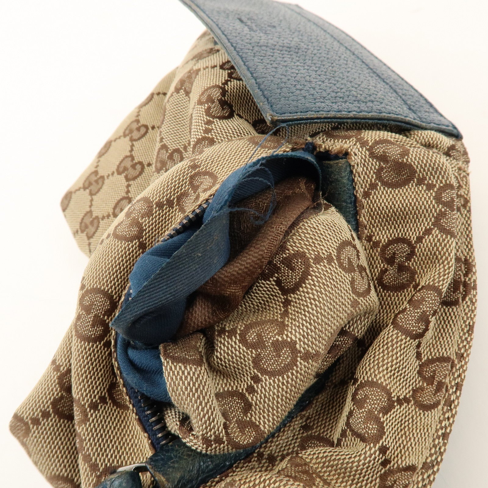 GUCCI Sherry GG Canvas Leather Waist Bag Crossbody Bag Beige 28566