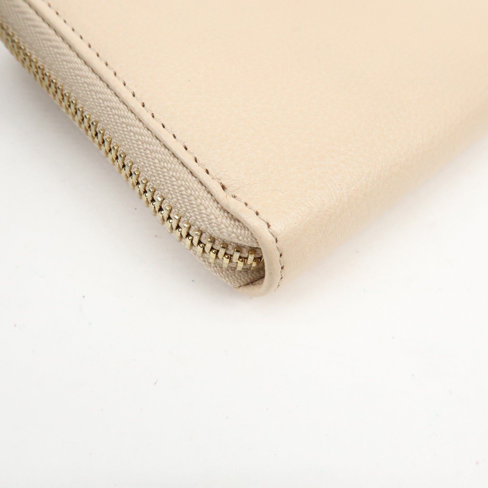 BVLGARI Logo Leather Round Zippy Long Wallet Pink Beige