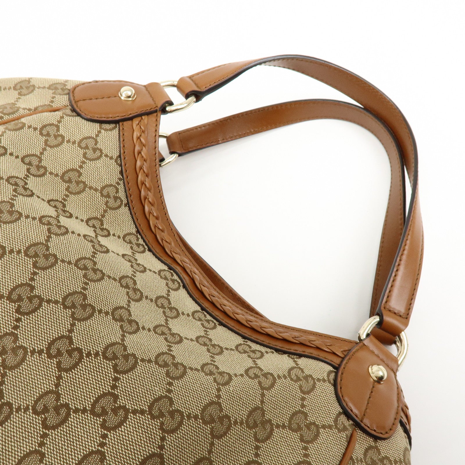 GUCCI Interlocking G GG Canvas Leather Tote Bag Shoulder Bag 296896