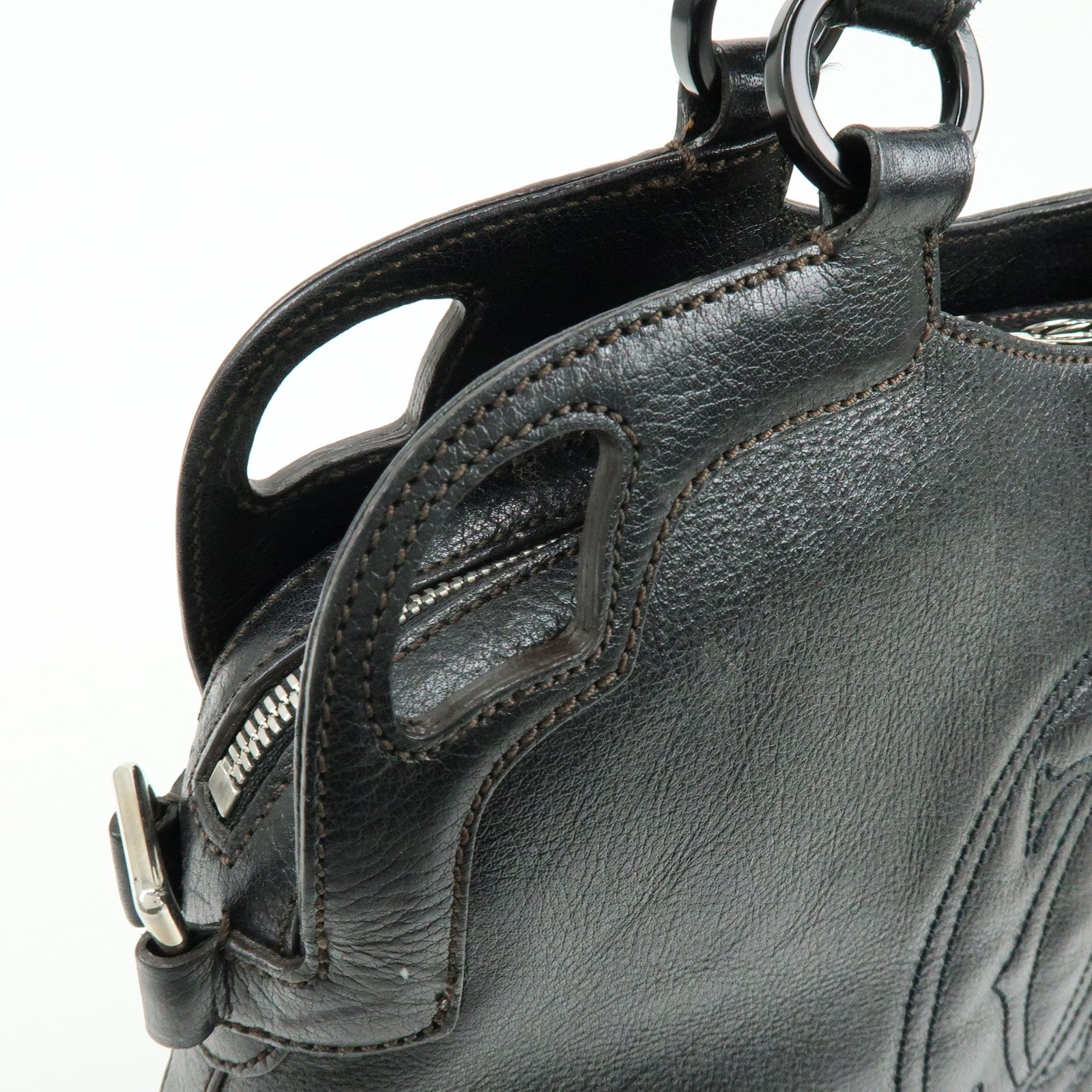 Cartier Marcello de Cartier Leather 2Way Shoulder Hand Bag Black