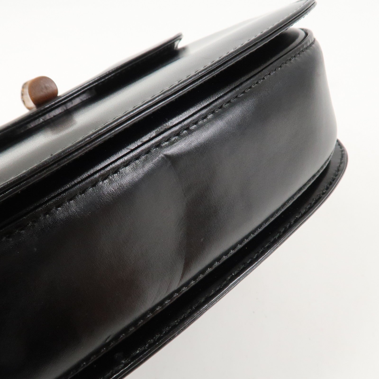 GUCCI Bamboo Logo Leather 2WAY Bag Hand Bag Black 000 2046