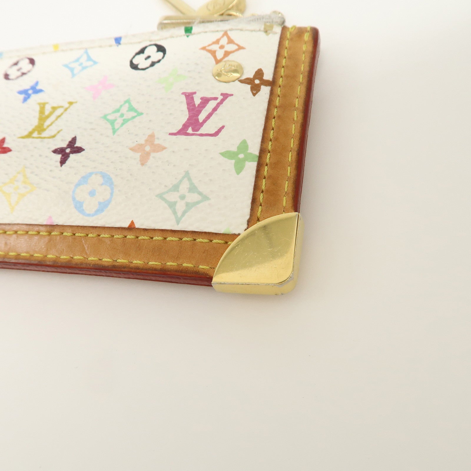 Louis Vuitton Monogram Multicolor Pochette Cles Coin Case Blanc M92655 Used