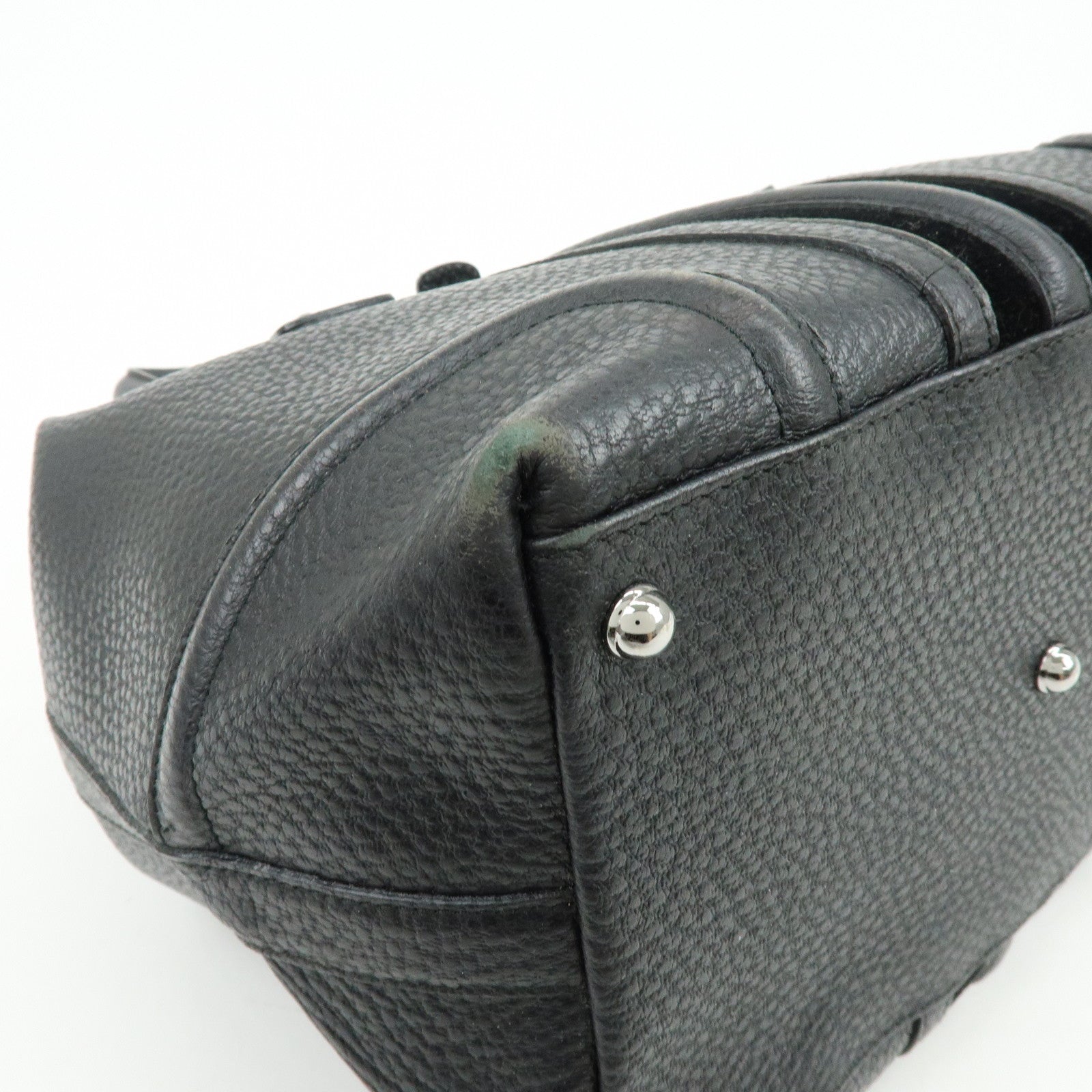 GUCCI Leather Velor Hand Bag Doctor's Bag Shoulder Bag Black 146002