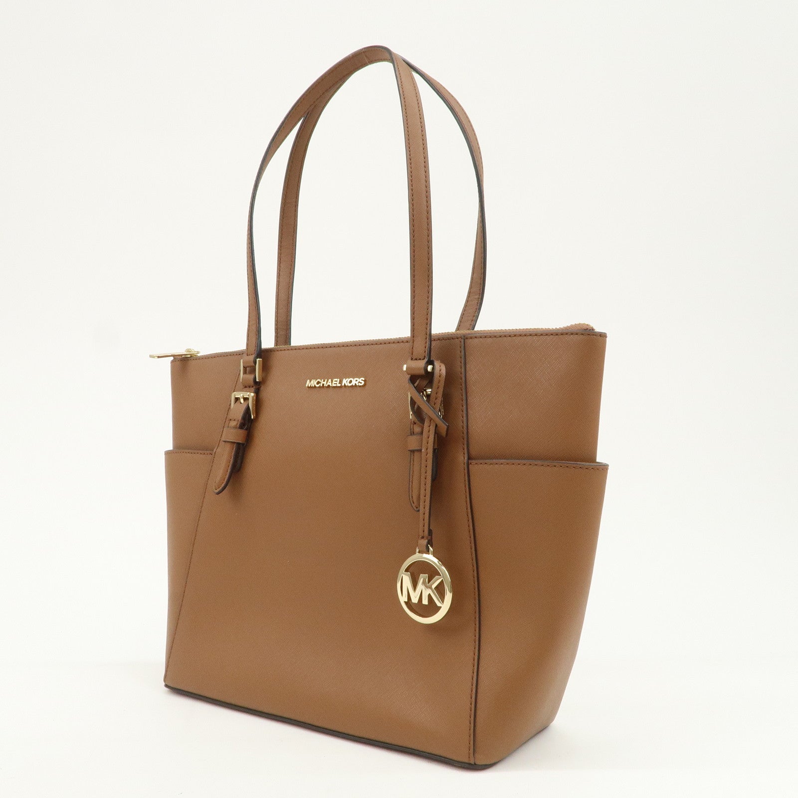 MICHAEL KORS Leather Tote Bag Shoulder Bag Brown Gold