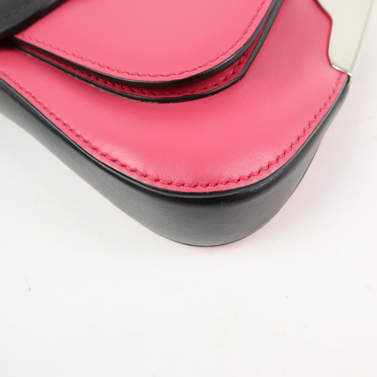 PRADA Sidonie Leather Chain Mini Shoulder Crossbody Bag Pink Black