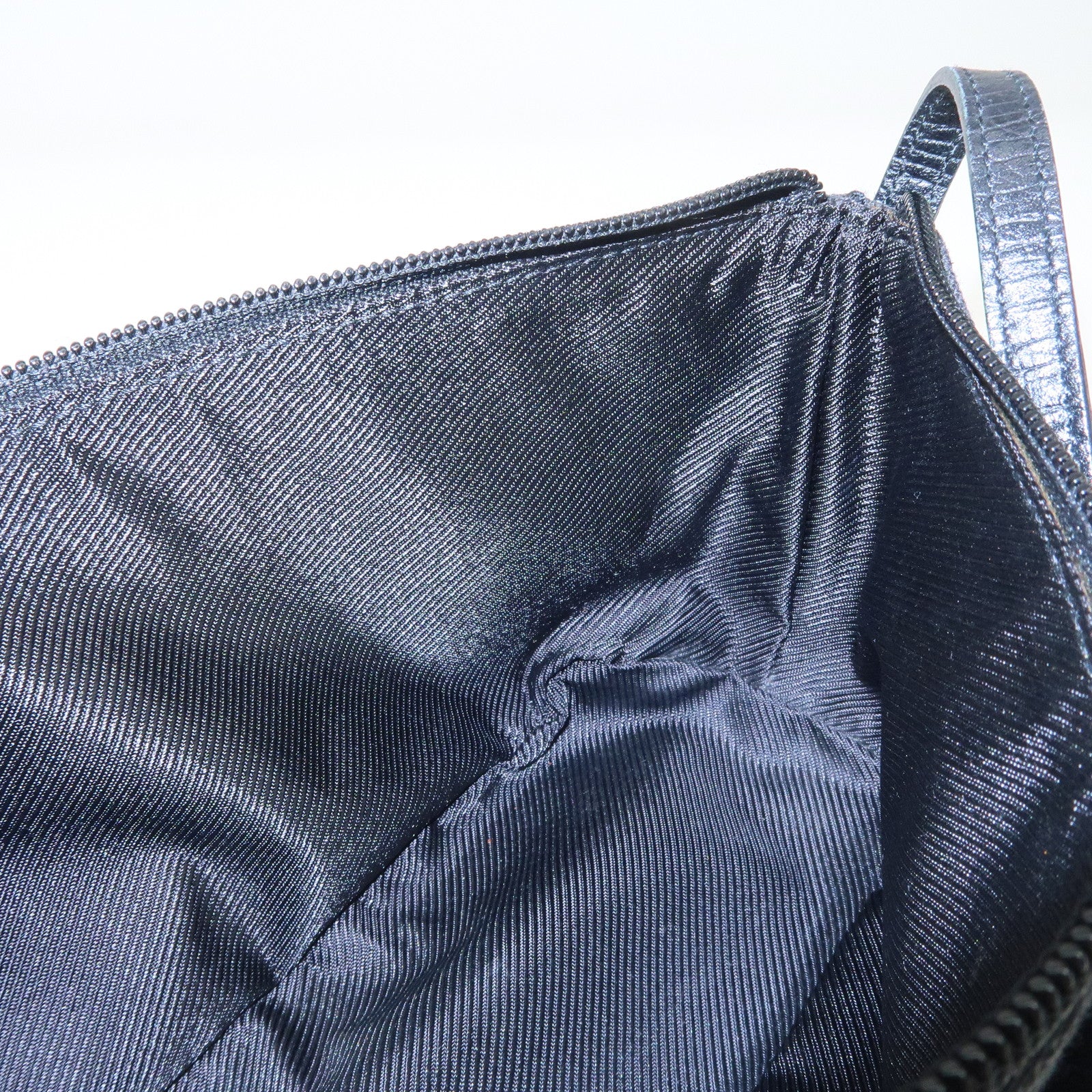 GUCCI Boat Bag GG Monogram Canvas Leather Hand Bag Black 07198