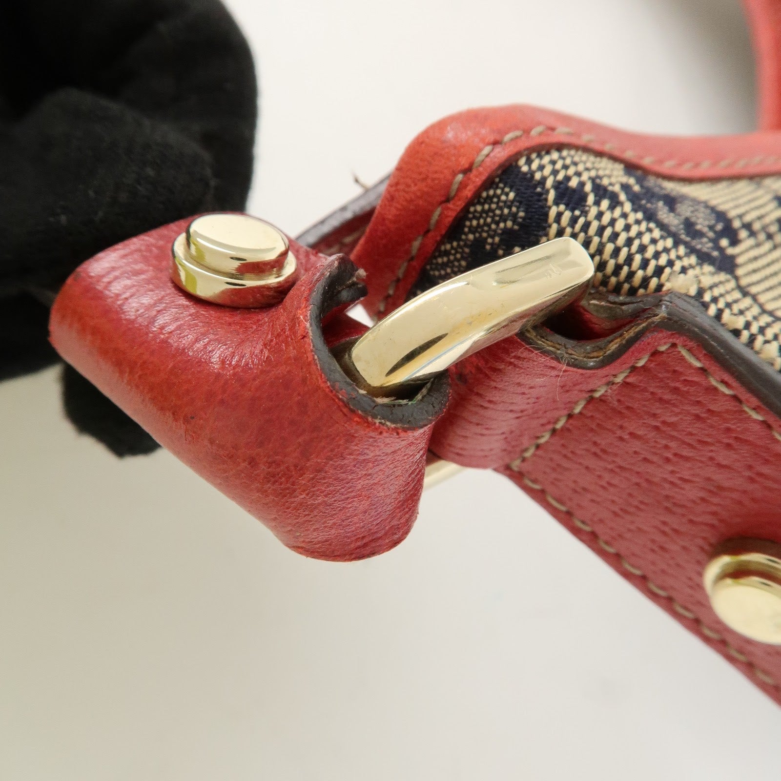 GUCCI Abbey GG Canvas Leather Shoulder Bag Hand Bag Beige Red 130738 Used