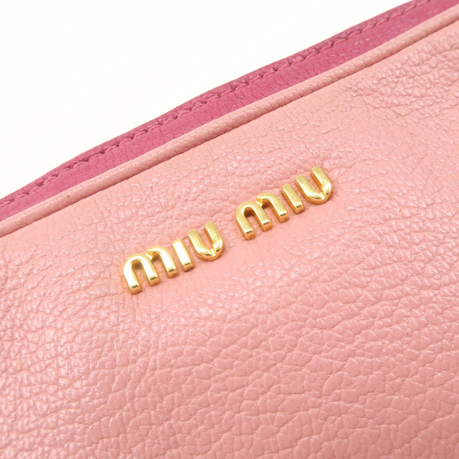 MIU MIU Leather Shoulder Bag Crossbody Bag Pink Used