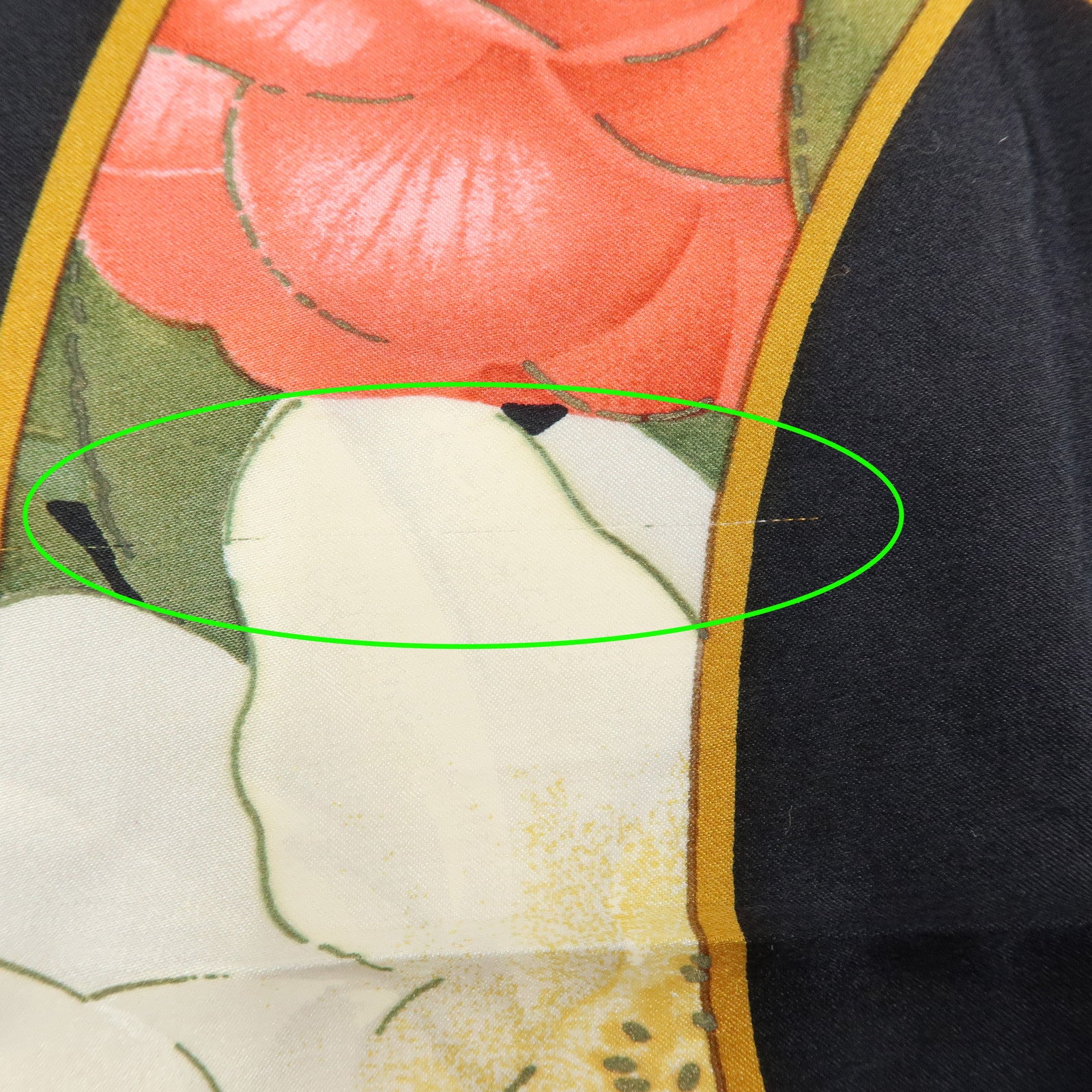 CHANEL COCO Mark Silk 100% Scarf Floral Motif Black Gold