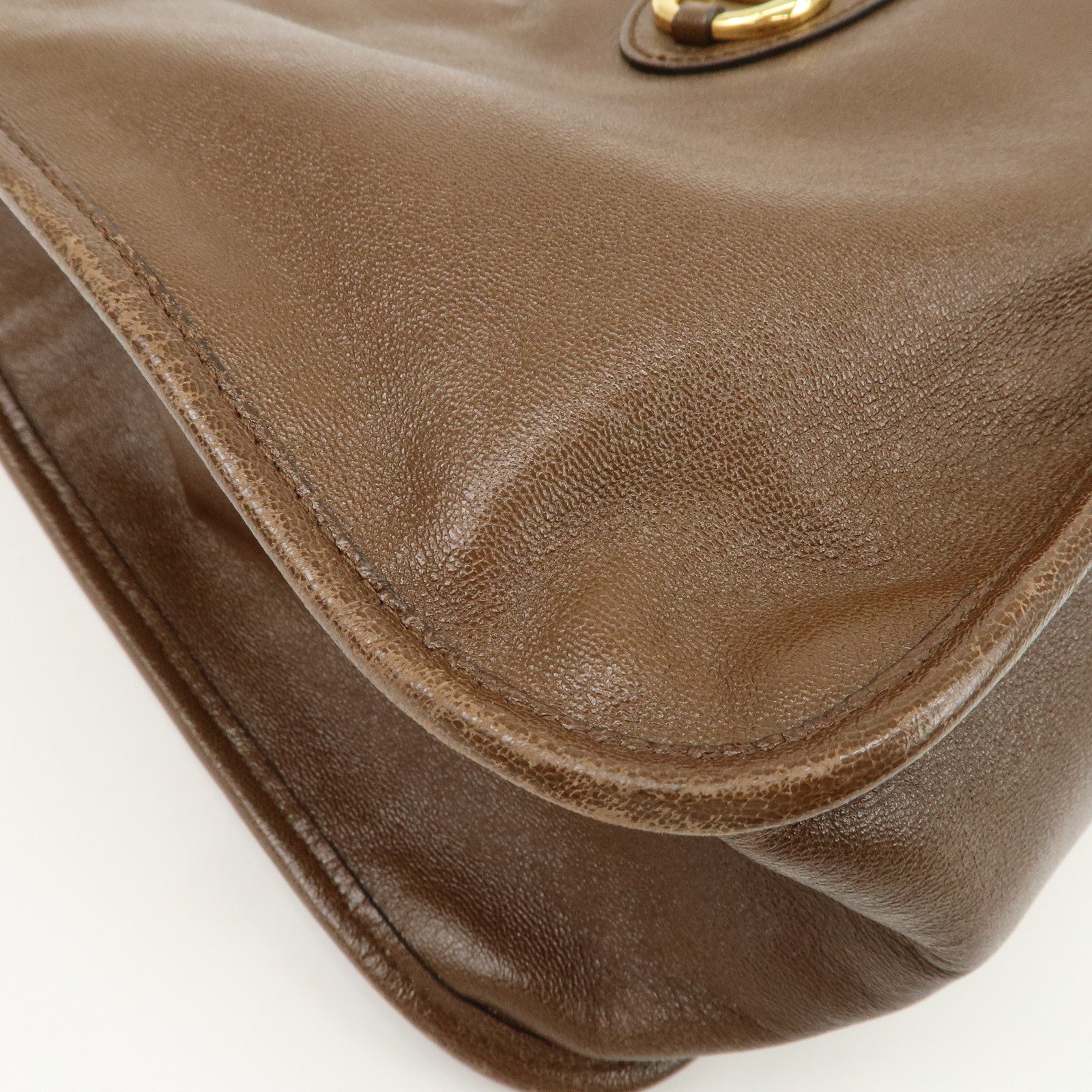 GUCCI Horsebit Leather Tote Bag Shoulder Bag Hand Bag Brown 623694