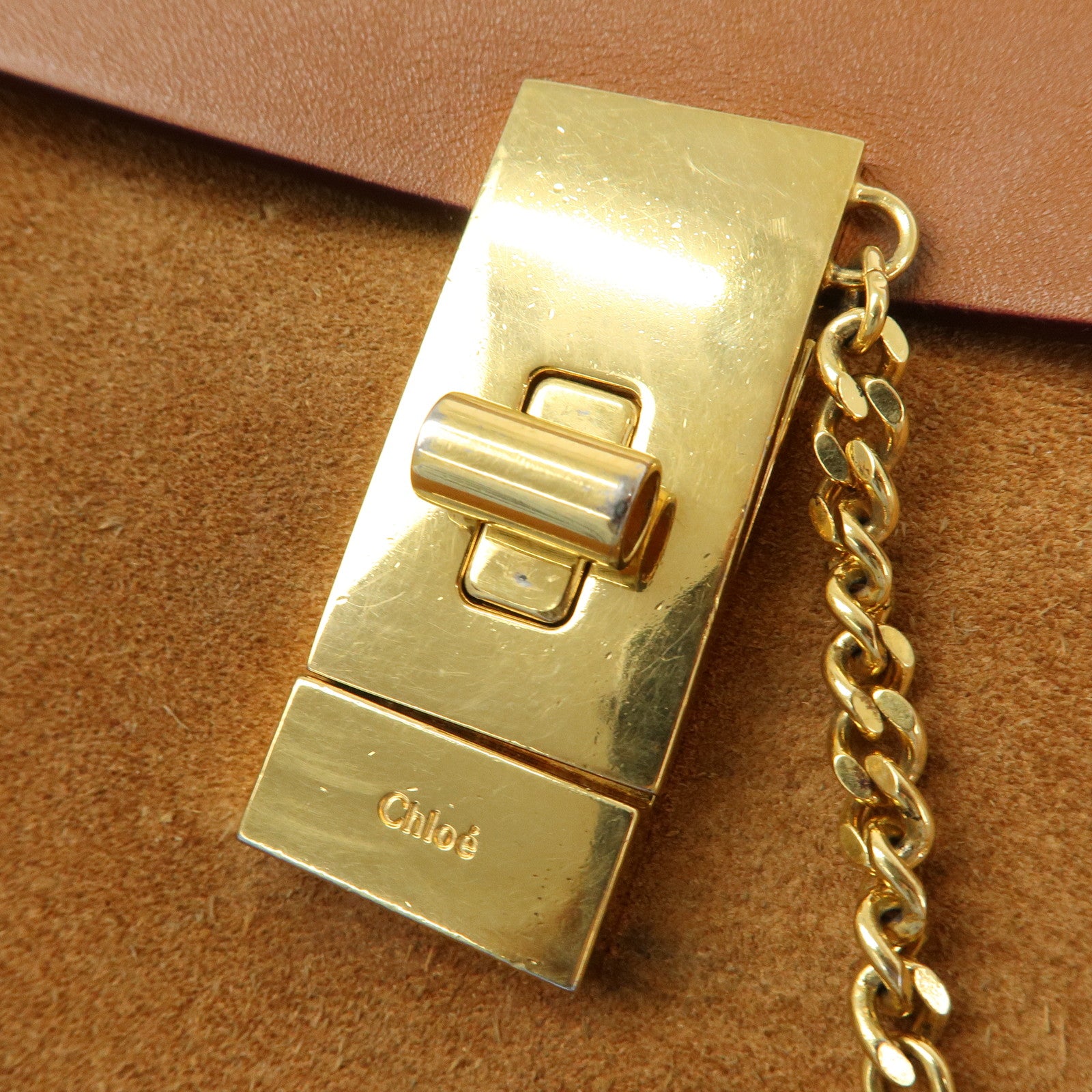 Chloe Drew Leather Suede Shoulder Bag Crossbody Bag Brown