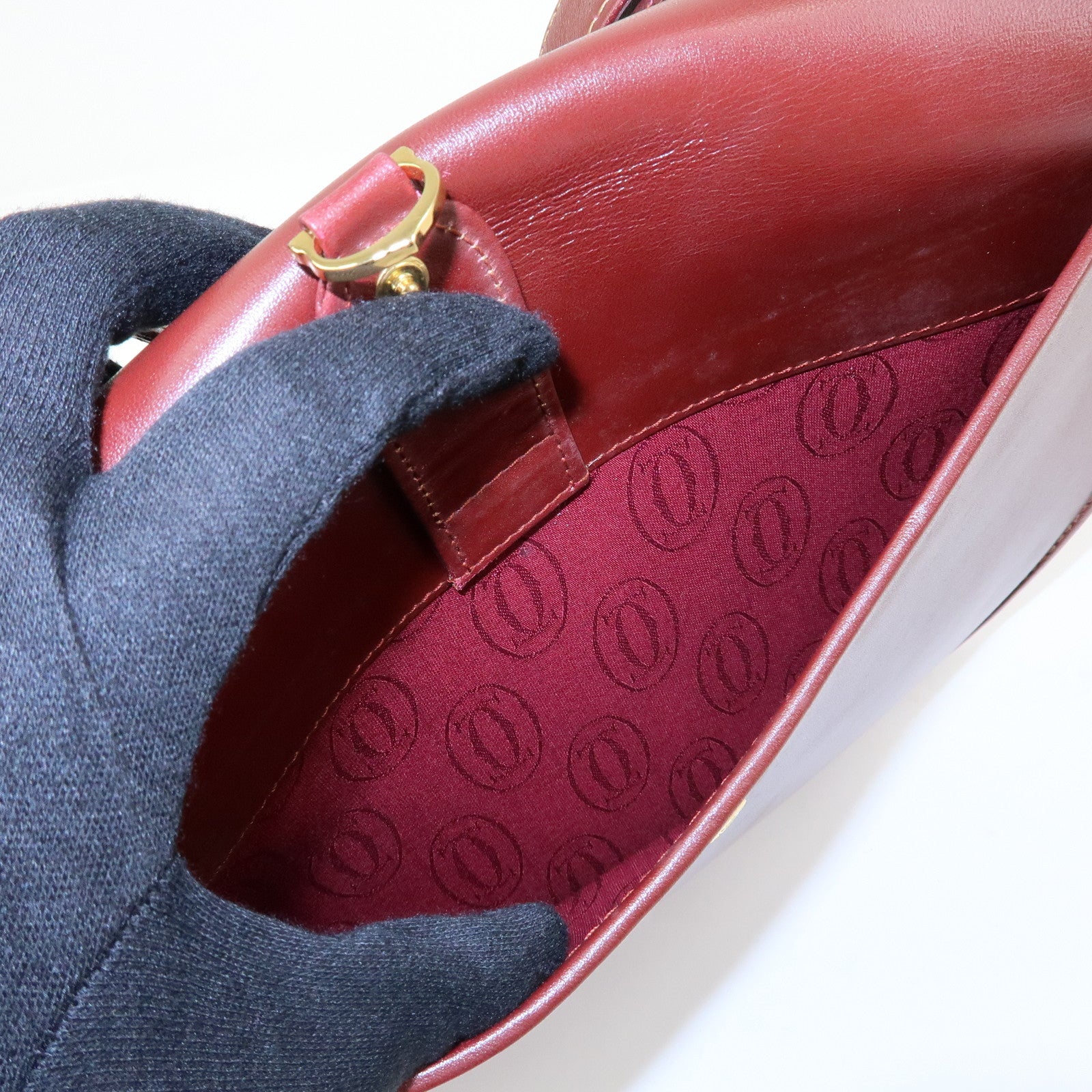 Cartier Must de Cartier Leather Shoulder Bag Crossbody Bag Bordeaux