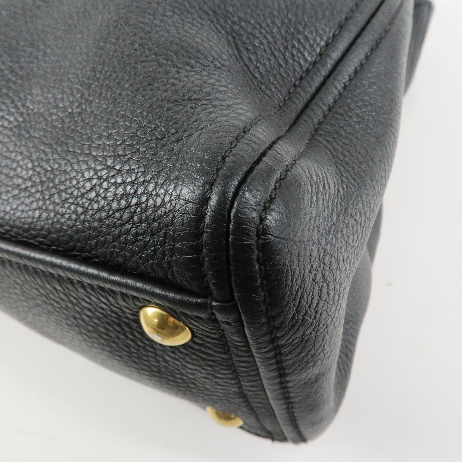 MIU MIU Logo Leather 2Way Bag Tote Bag Shoulder Bag Black RR1901 Used