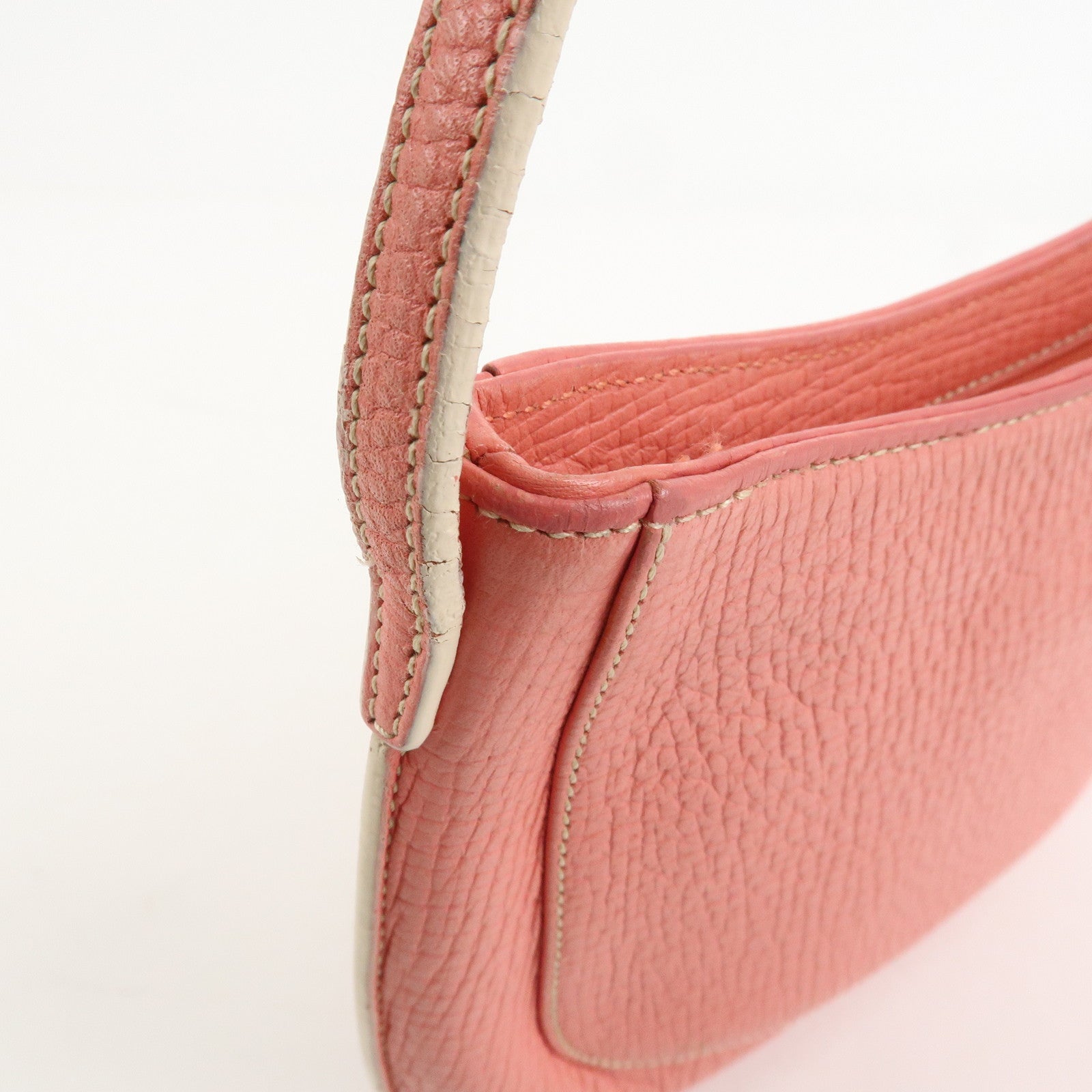 LOEWE Leather Shoulder Bag Hand Bag Pink Silver Hardware