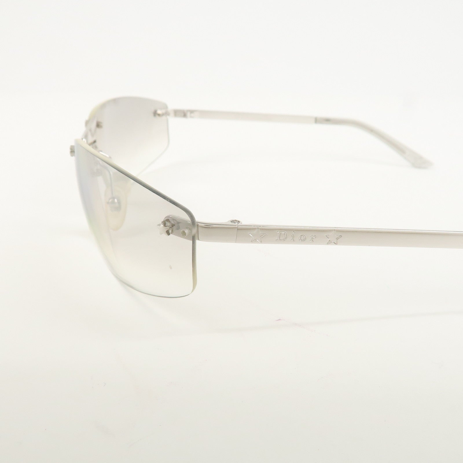 Christian Dior Clear Metal Sunglasses Gray Gradation 65□15 YB7NN Used