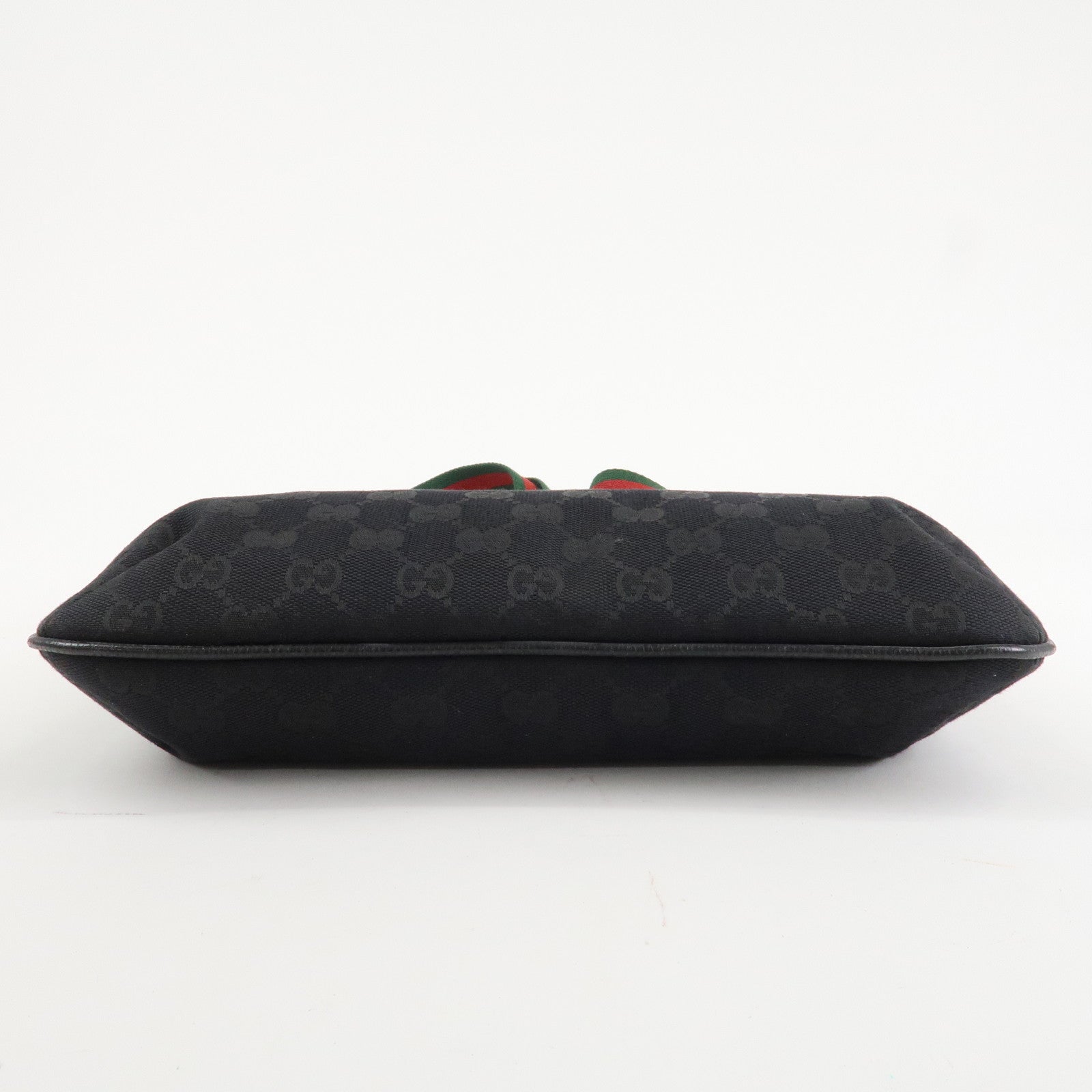 GUCCI Sherry GG Canvas Leather Shoulder Bag Black 189749 Used