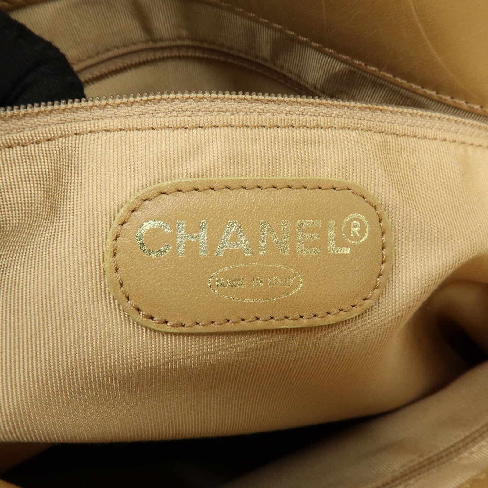 CHANEL COCO Mark Leather Tote Bag Shoulder Bag Beige