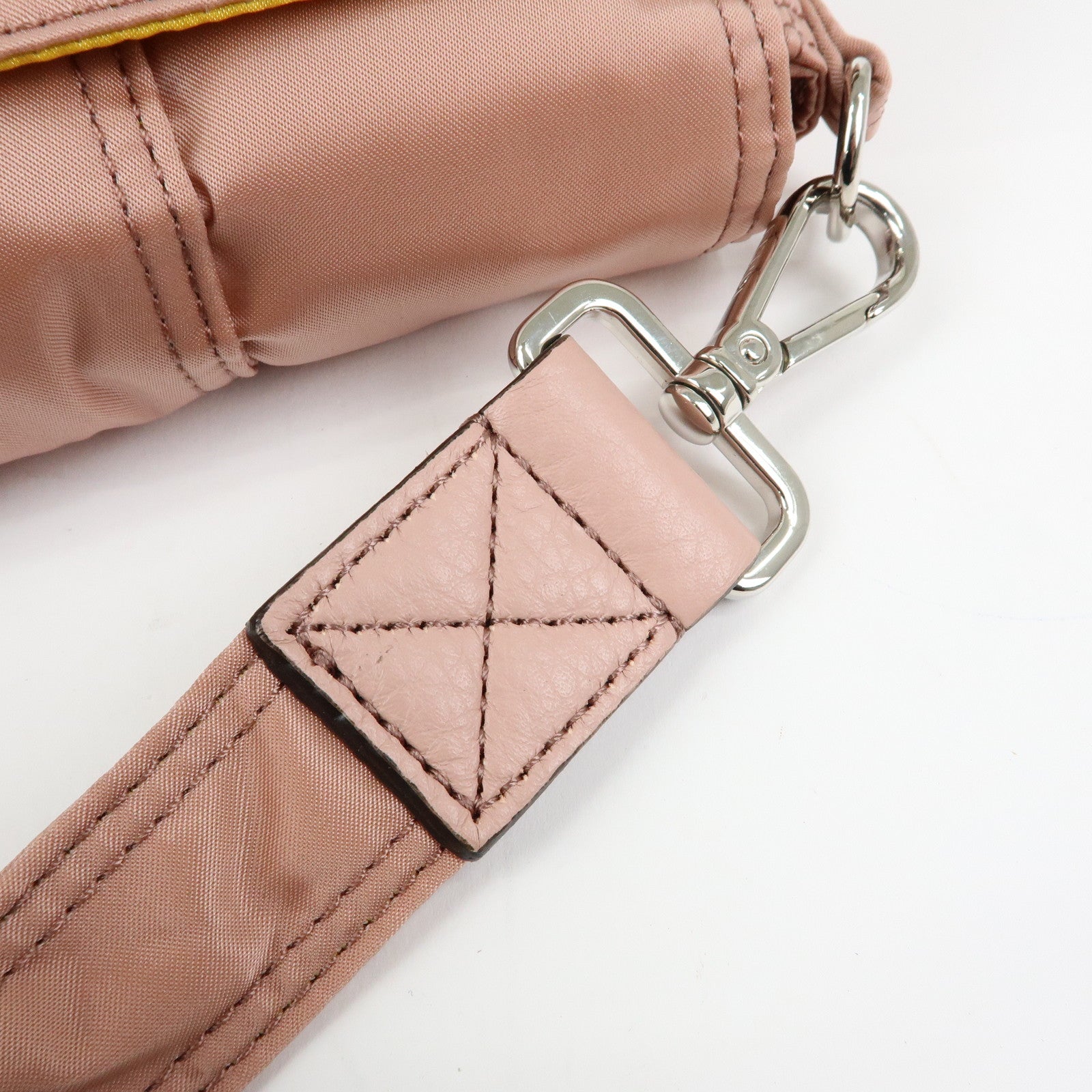 FENDI Baguette Mini Nylon Leather 2WAY Bag ×PORTER Pink 7AS138