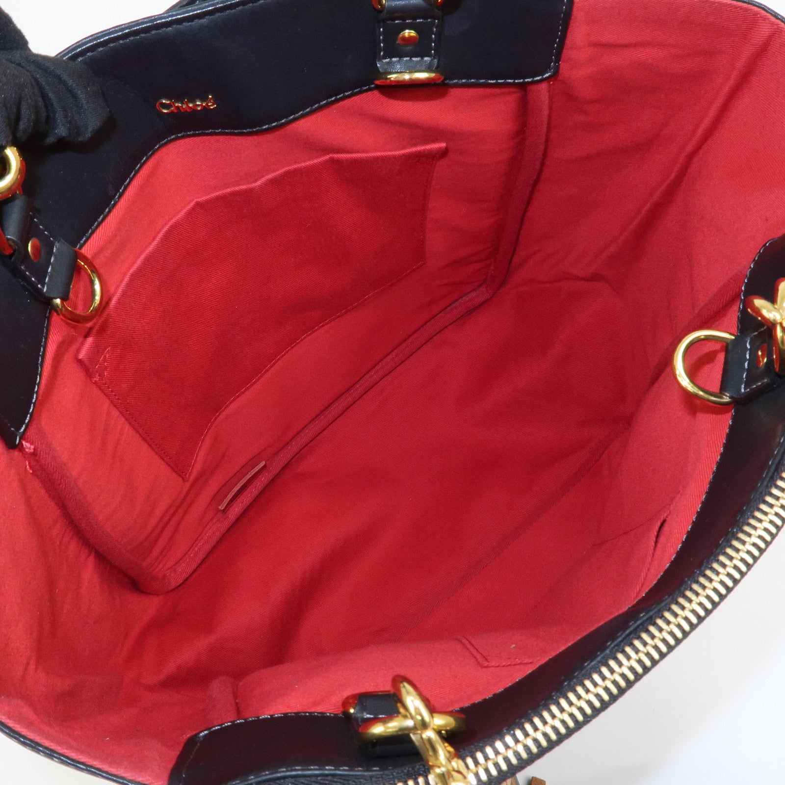 Chloe Eden Logo Leather Shoulder Bag Tote Bag Black