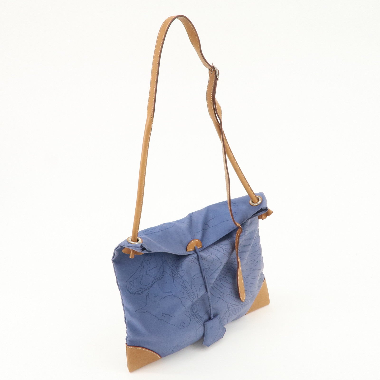 HERMS Silky City PM Silk Leather Shoulder Bag Crossbody Bag