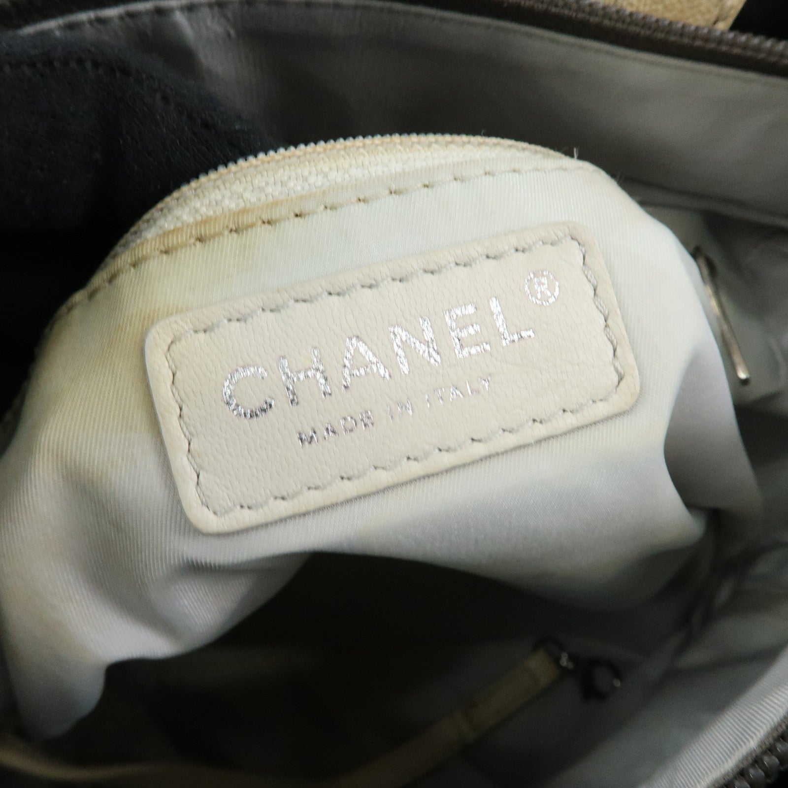 CHANEL Paris Biarritz PM Coated Canvas Leather Tote Bag Gray A34208