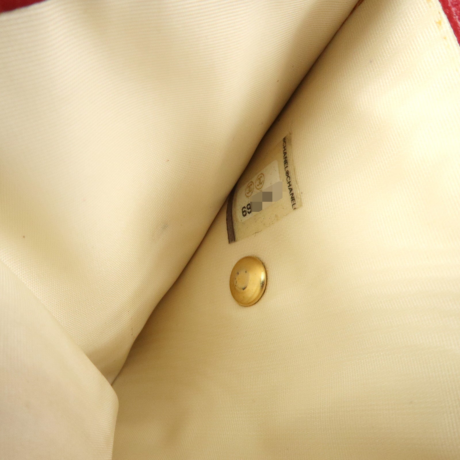 CHANEL COCO Mark Leather Tri-Fold Compact Wallet Red A13456 Used