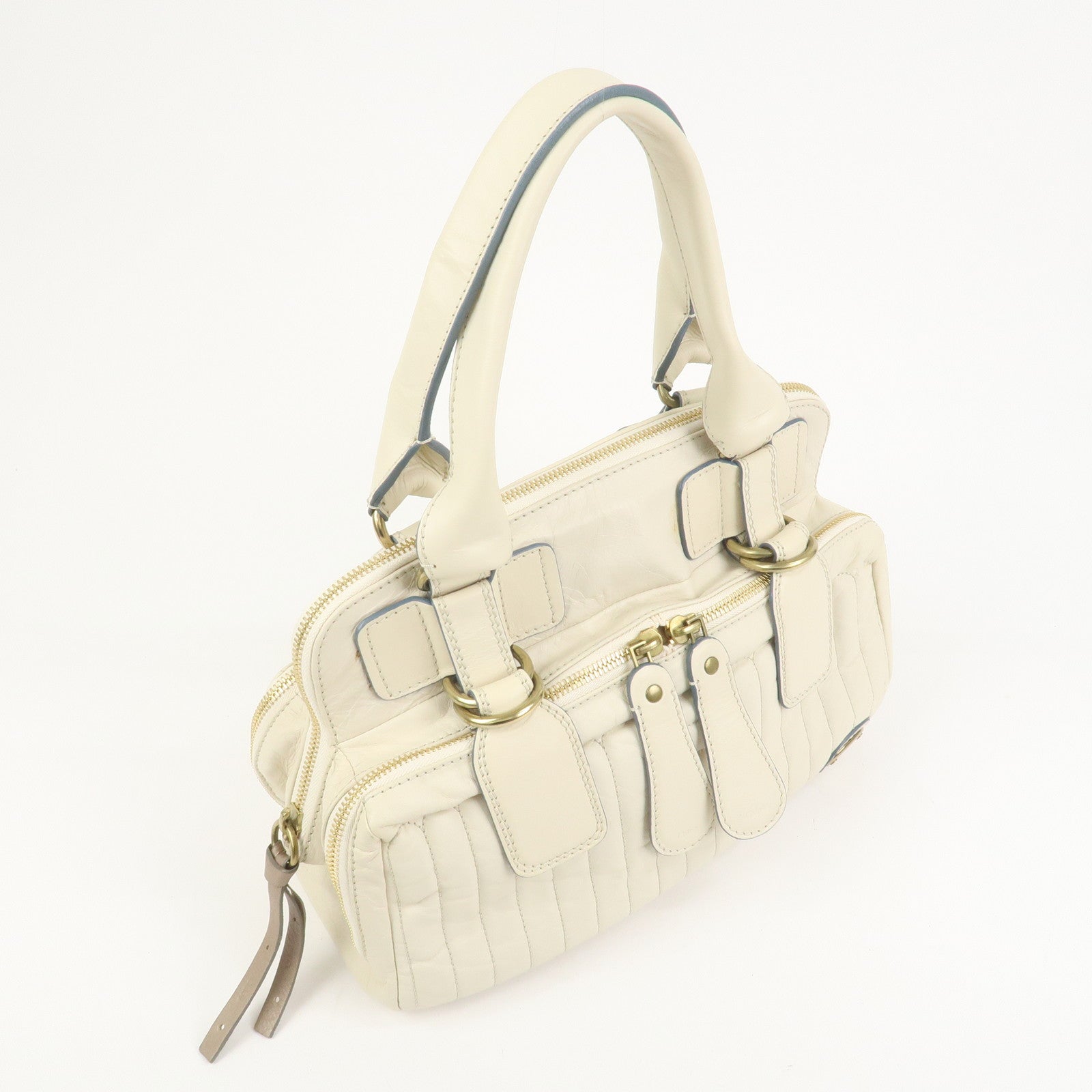 Chloe Bay Leather Hand Bag Shoulder Bag Ivory