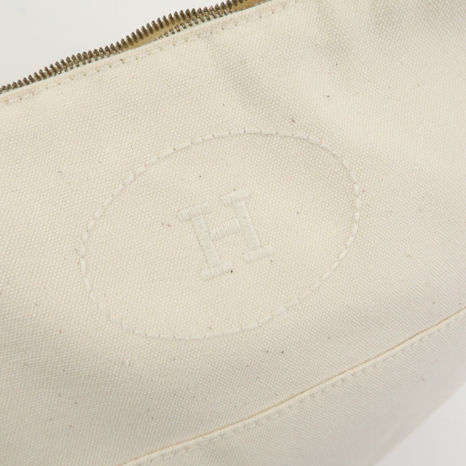 HERMES Bolide Canvas Leather Pouch TGM Natural