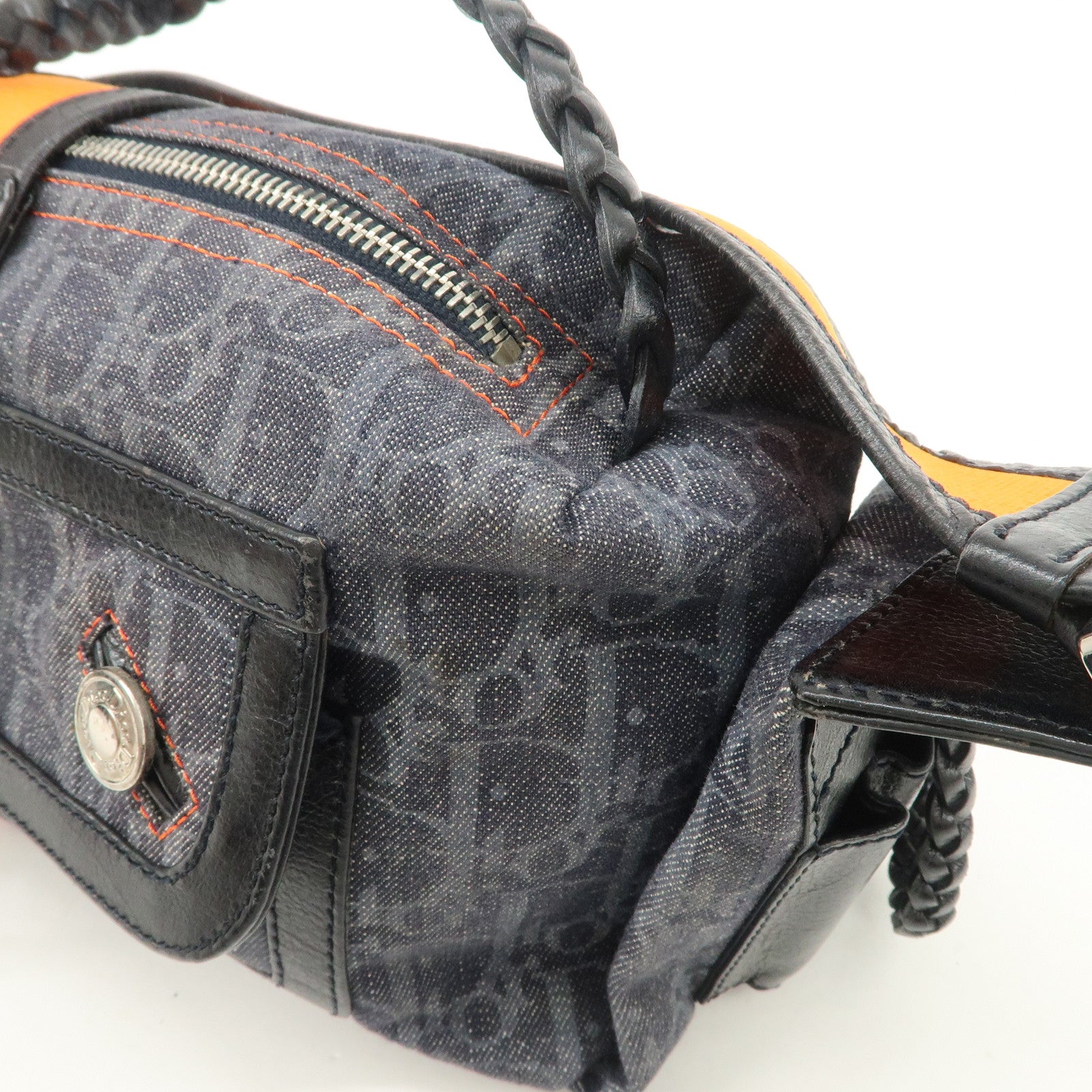 Christian Dior Flight Line Trotter Denim Leather Shoulder Bag