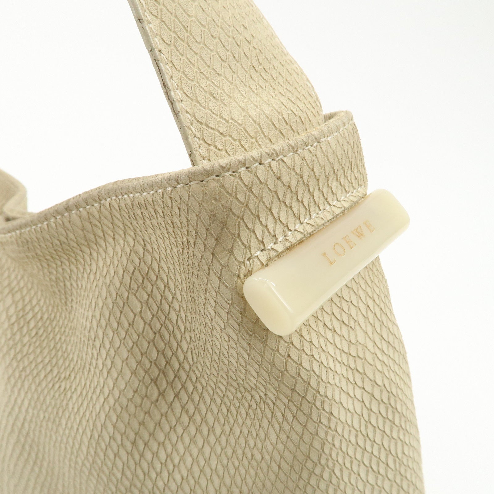 LOEWE Leather Shoulder Bag Hand Bag Ivory Gold Hardware