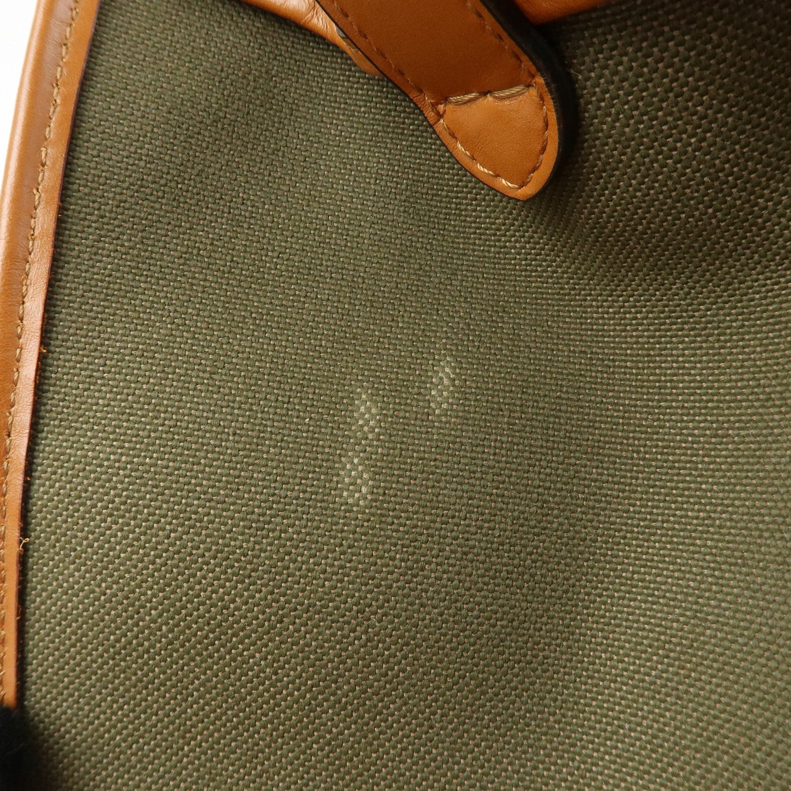 FENDI Peekaoo Canvas Leather Hand Bag Khaki Brown 8BN304