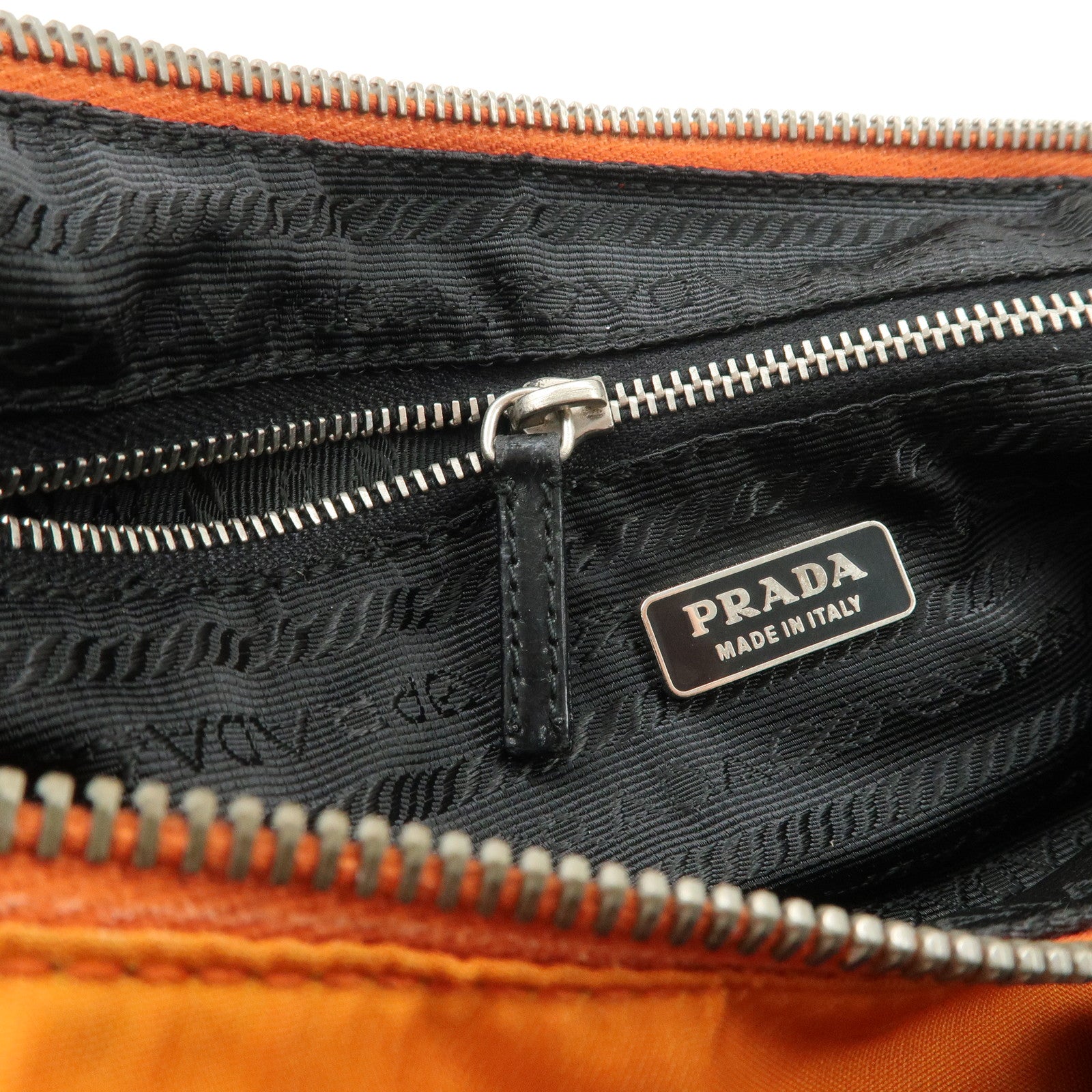 PRADA Triangle Logo Nylon Leather Shoulder Bag Orange BR1267