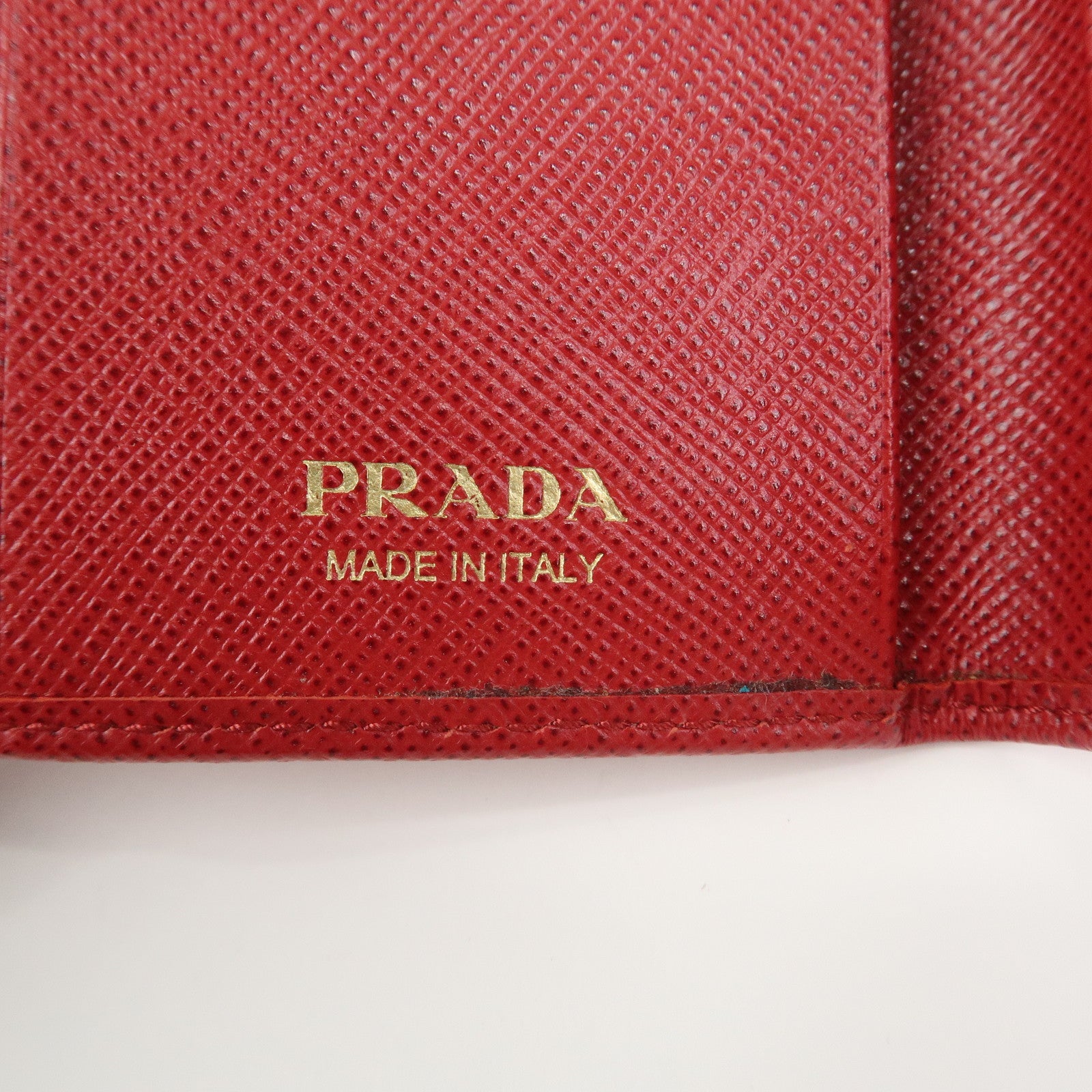 PRADA Logo Saffiano Leather Key Case Key Holder Red 11BG222