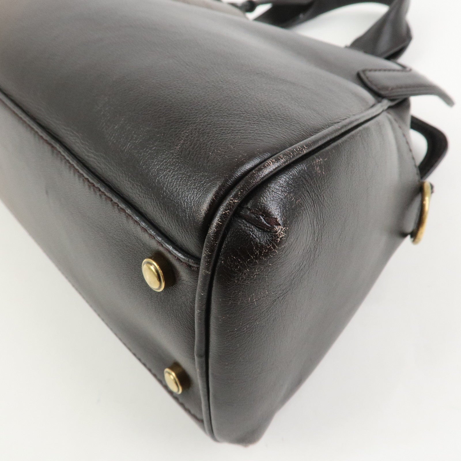 Cartier Marcello de Cartier Leather Hand Bag Dark Brown