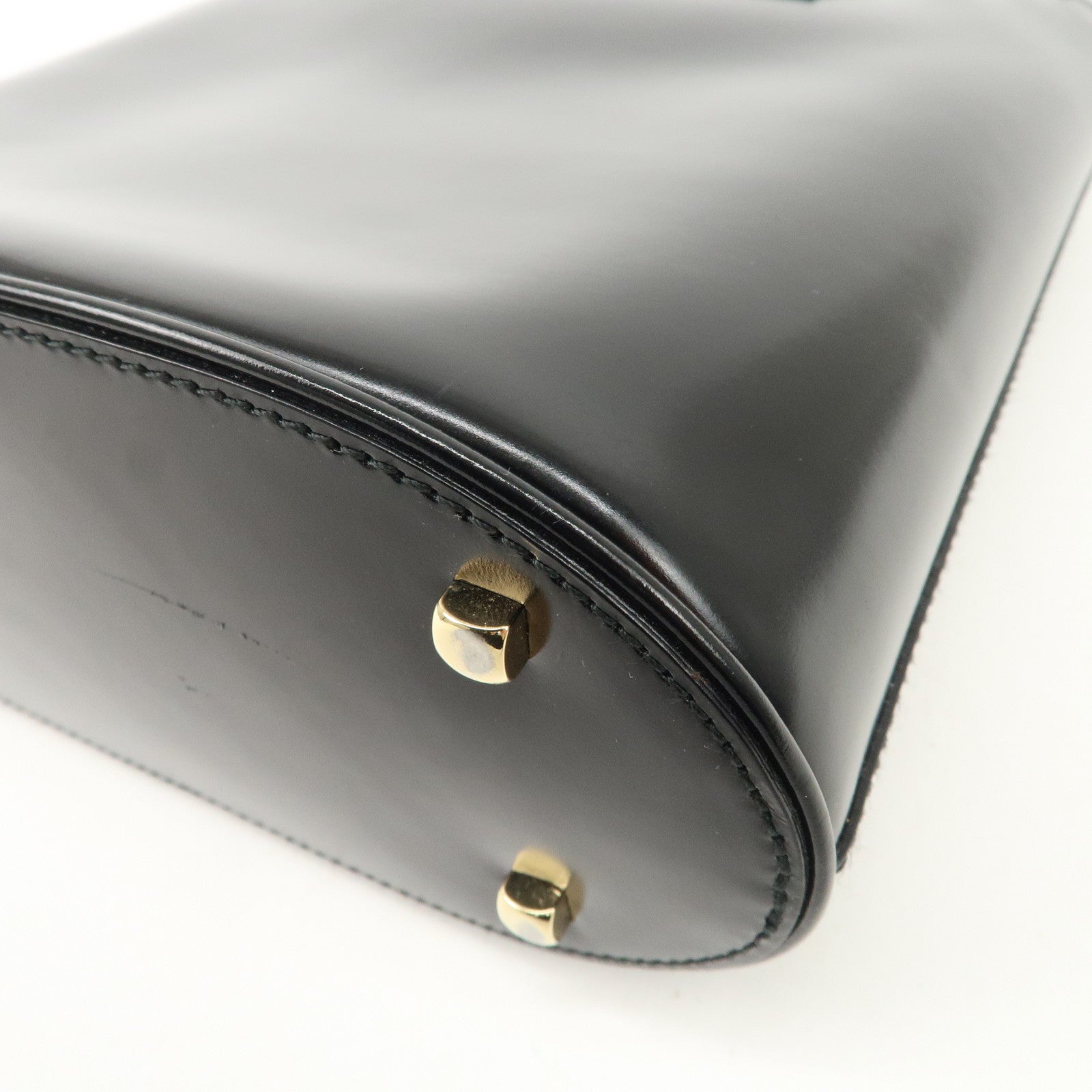 Ferragamo Gancini Leather Hand Bag Black Gold Hardware Used