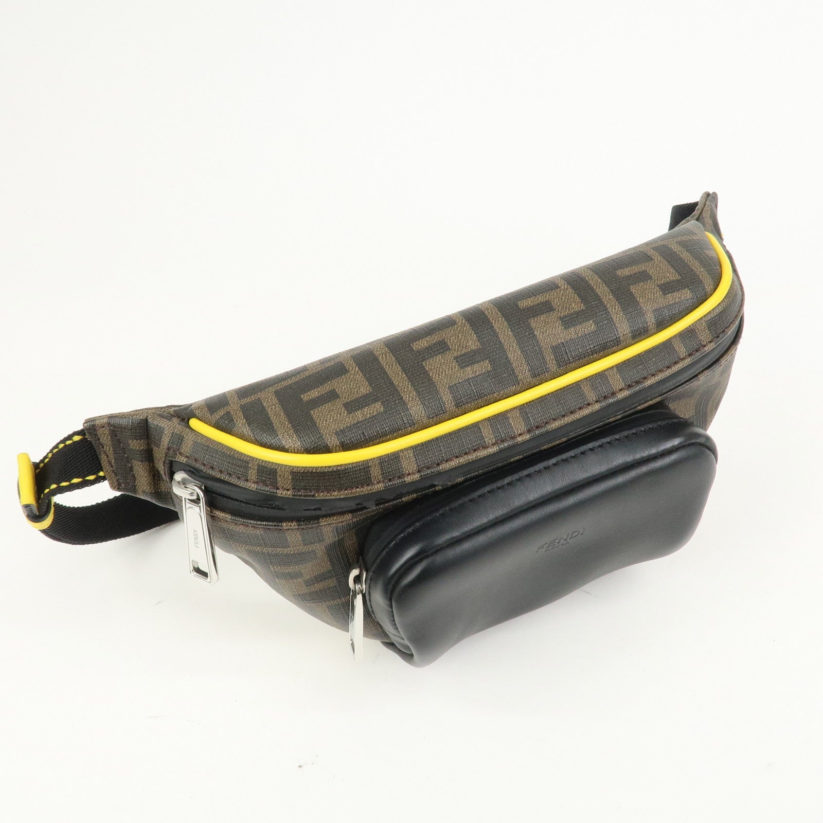 FENDI Zucca Seleria Logo PVC Leather Waist Bag Body Bag 7VA446