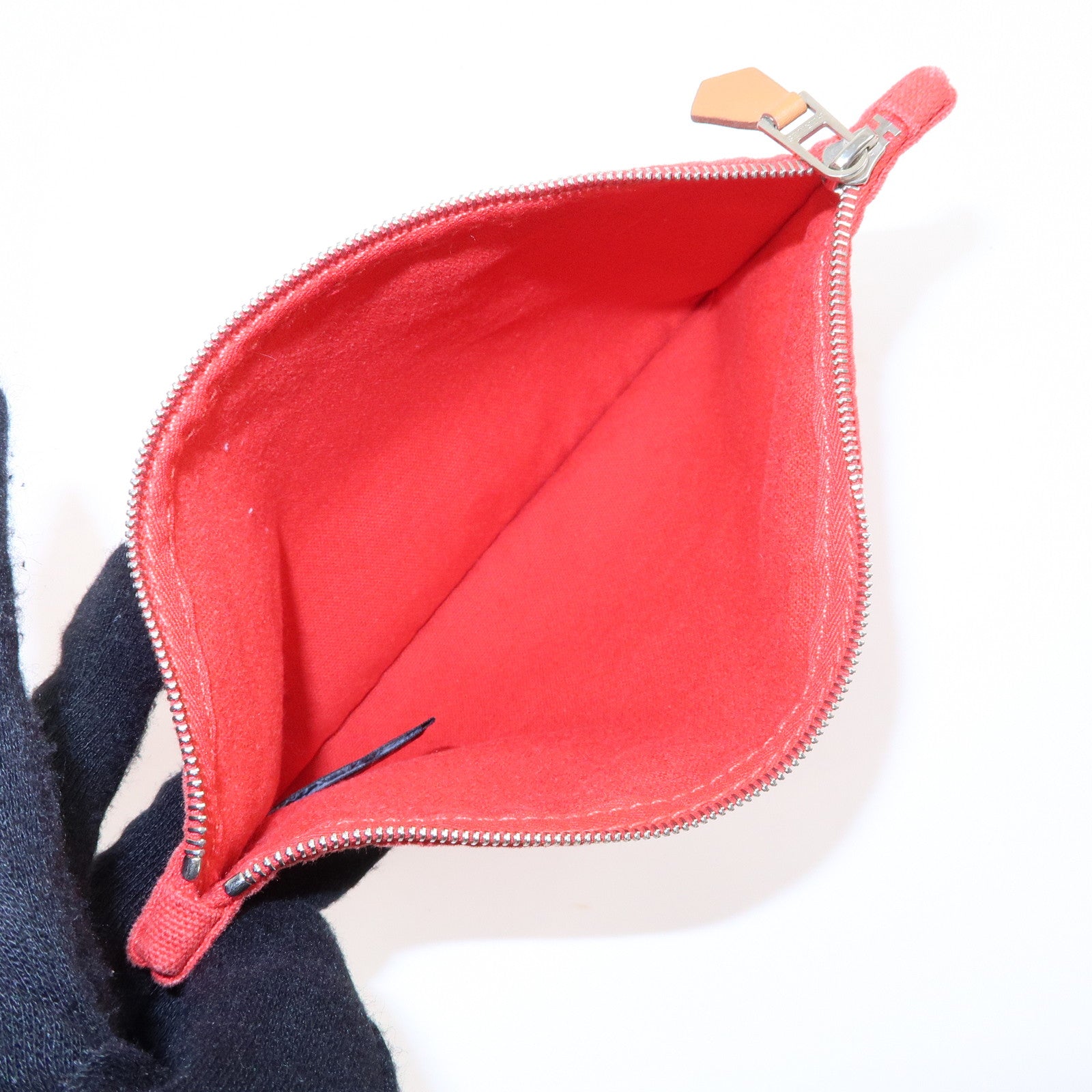HERMES Sac Baguette GM Canvas Tote Bag Hand Bag Pink Red