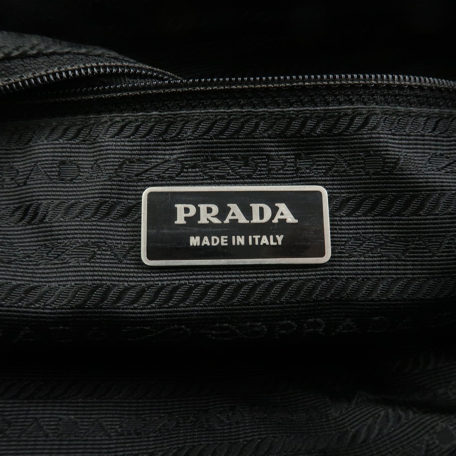 PRADA Triangle Logo Nylon Saffiano Leather Shoulder Bag Black V161