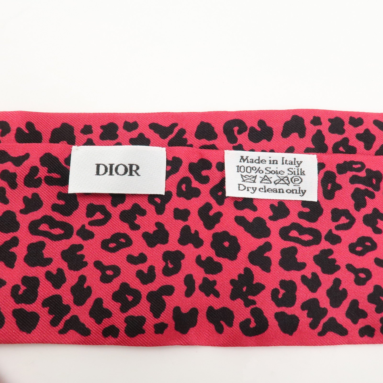 Christian Dior Logo Silk 100% Scarf Twilly Animal Pink Black